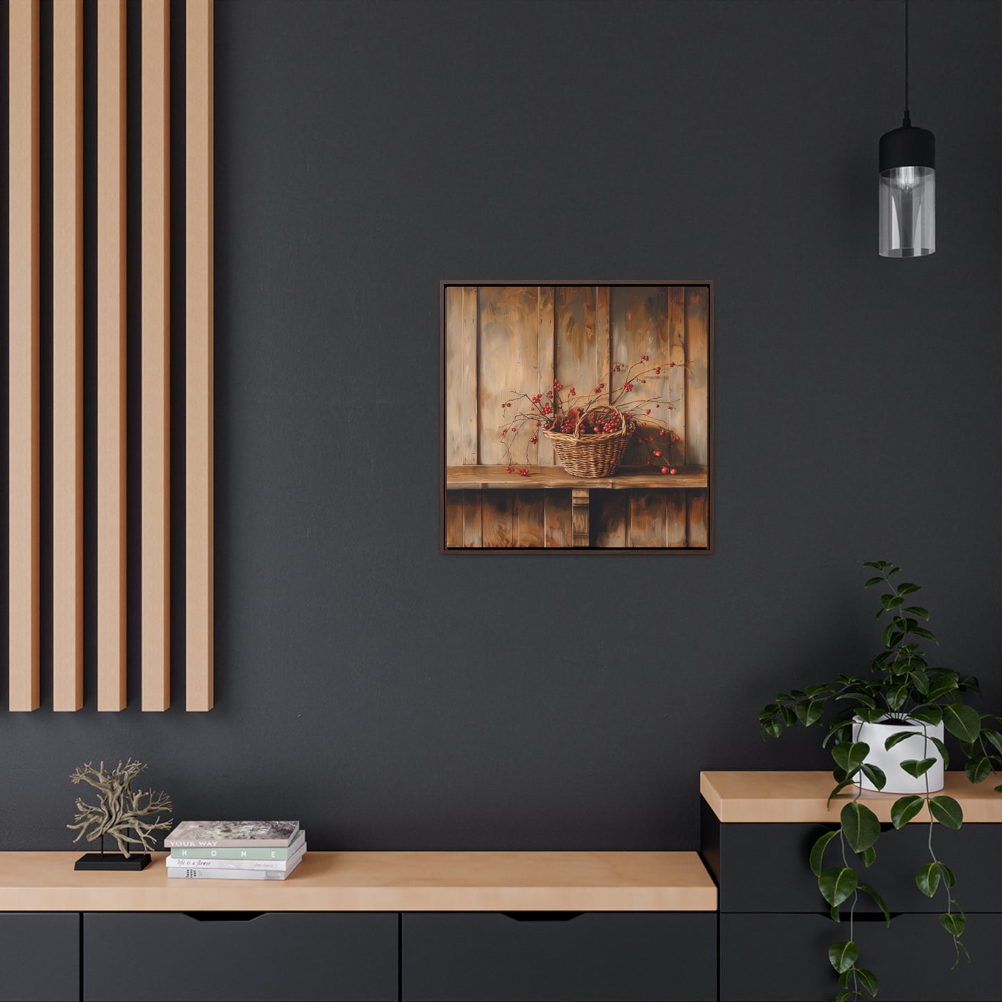 Basket of Bittersweet Gallery Canvas Wraps, Square Frame