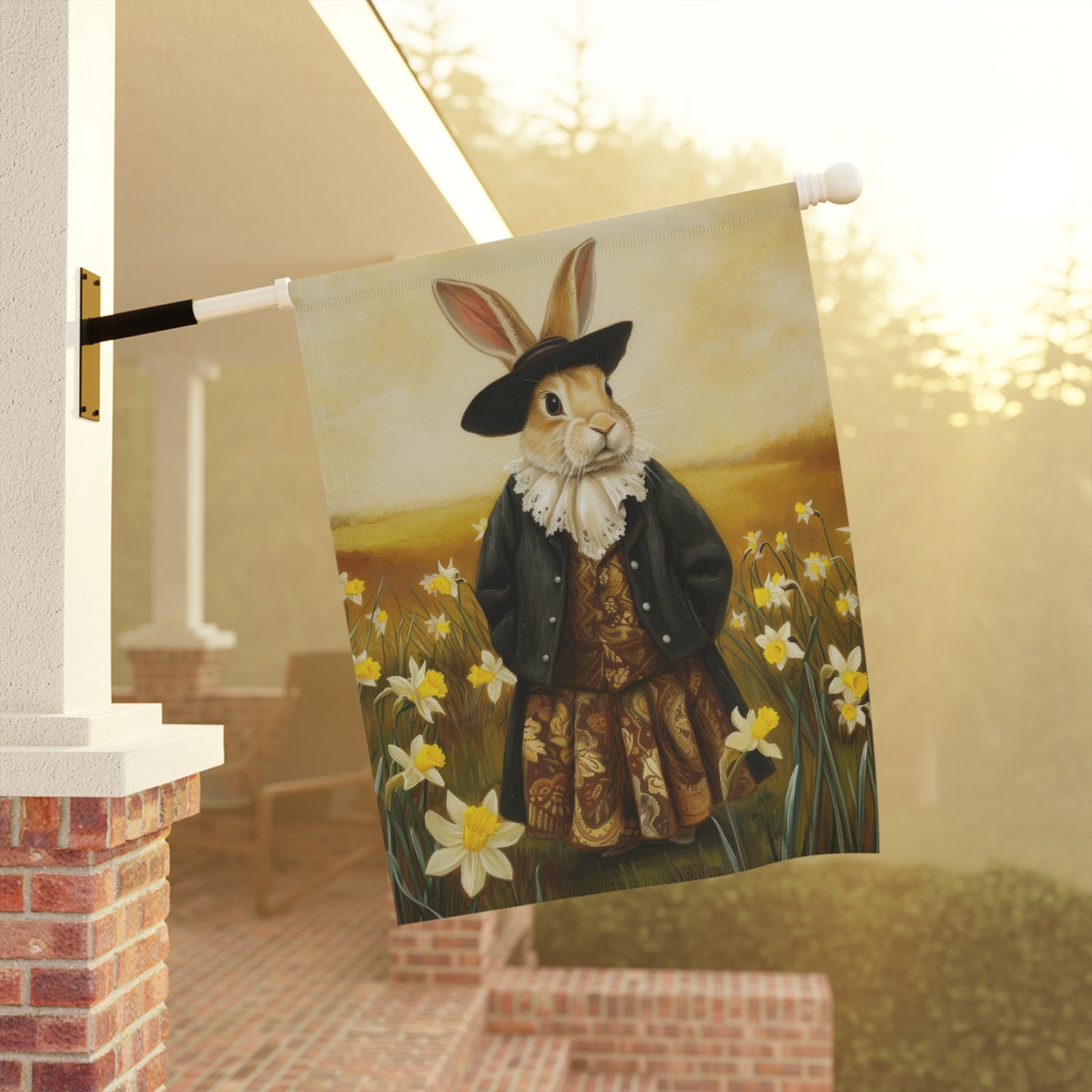 Whimsical Rabbit Garden Banner - Spring Decor