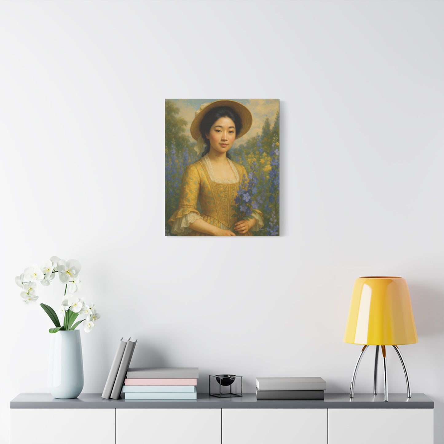 Floral Portrait Canvas, Vintage Art Print, Elegant Home Decor, Gift for Art Lovers, Wall Art for Living Room