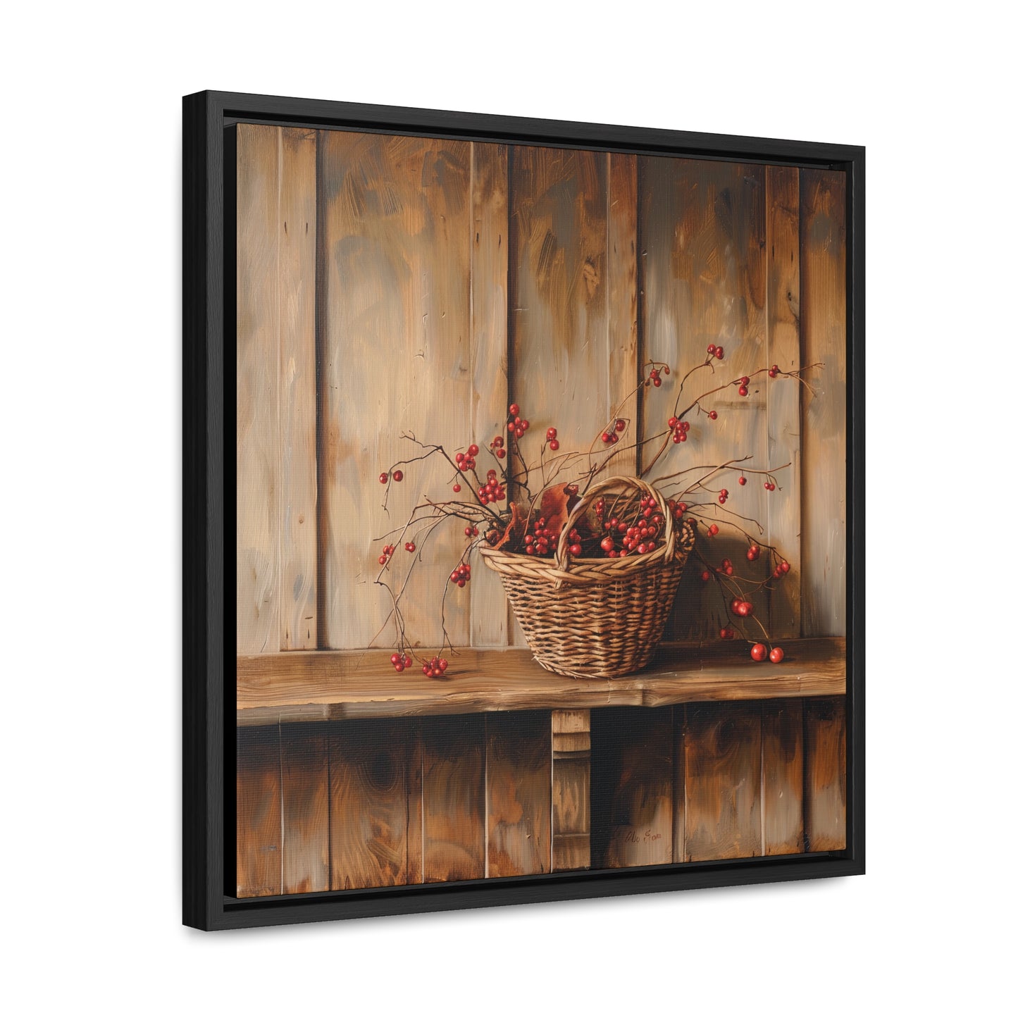 Basket of Bittersweet Gallery Canvas Wraps, Square Frame