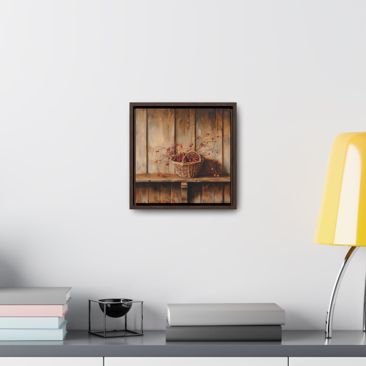 Basket of Bittersweet Gallery Canvas Wraps, Square Frame