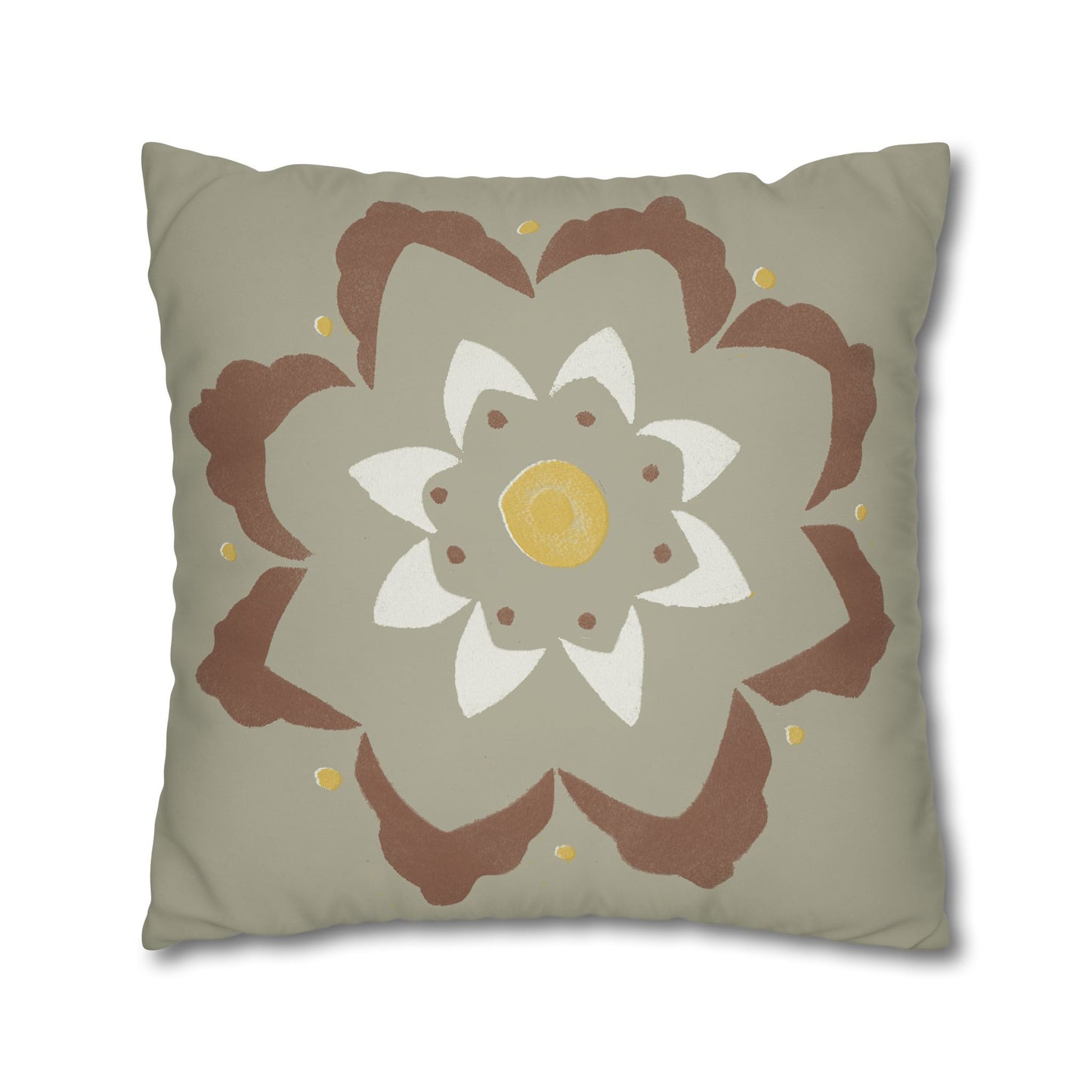 Fantasy Collection Stencil Flower Square Poly Canvas Pillowcase
