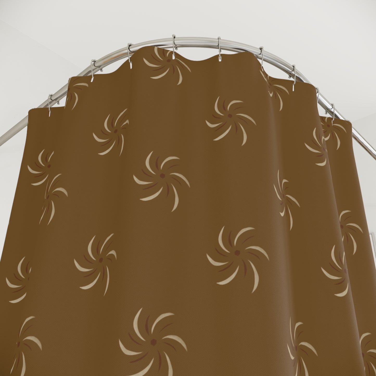 Early American Stencil Spiral Pattern Shower Curtain - Brown Decorative Bath Accessory