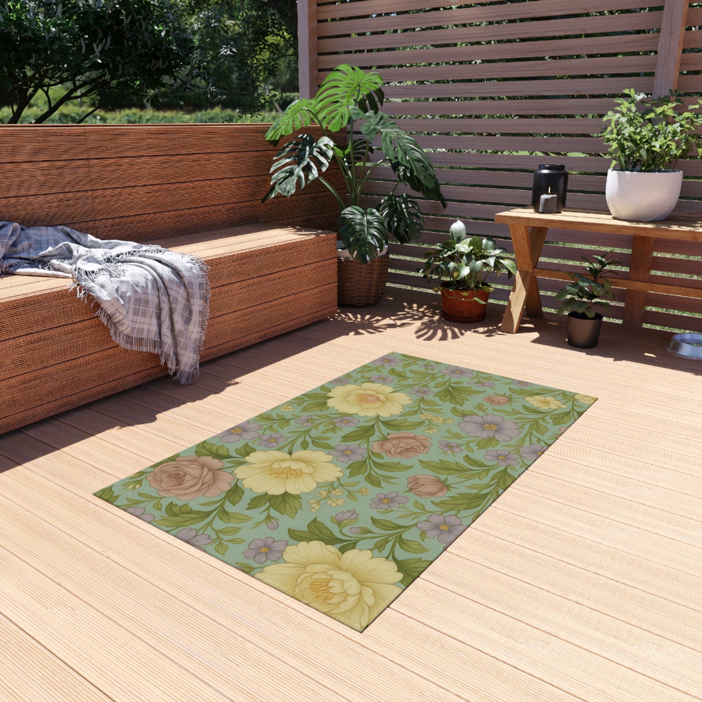 Floral Outdoor Rug - Decorative Area Mat for Patios, Entryways, or Gardens - Perfect Gift for Home Decor Lovers