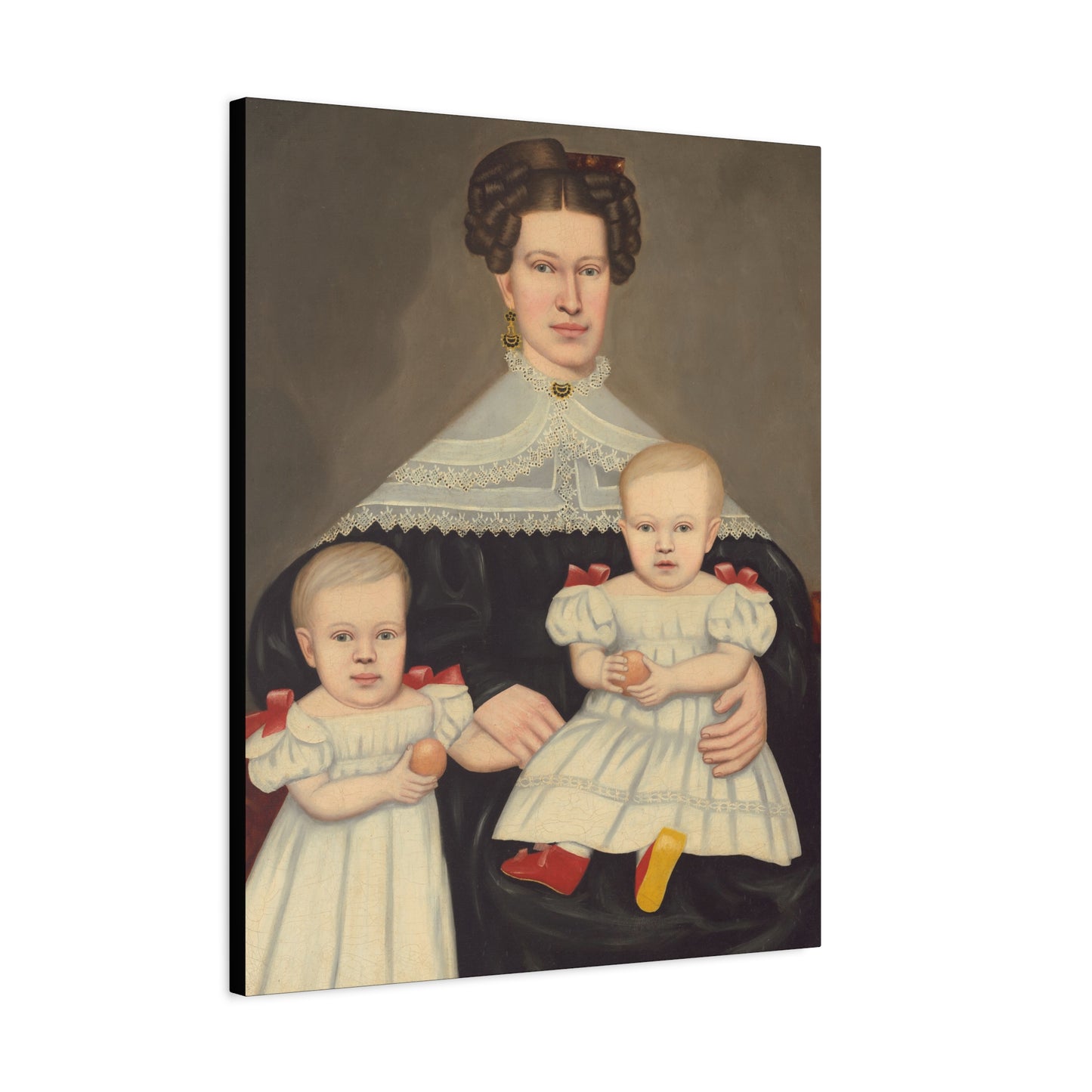 Mrs. Paul Smith Palmer Vintage Family Canvas Art - Classic Portrait of Mother and Twins
