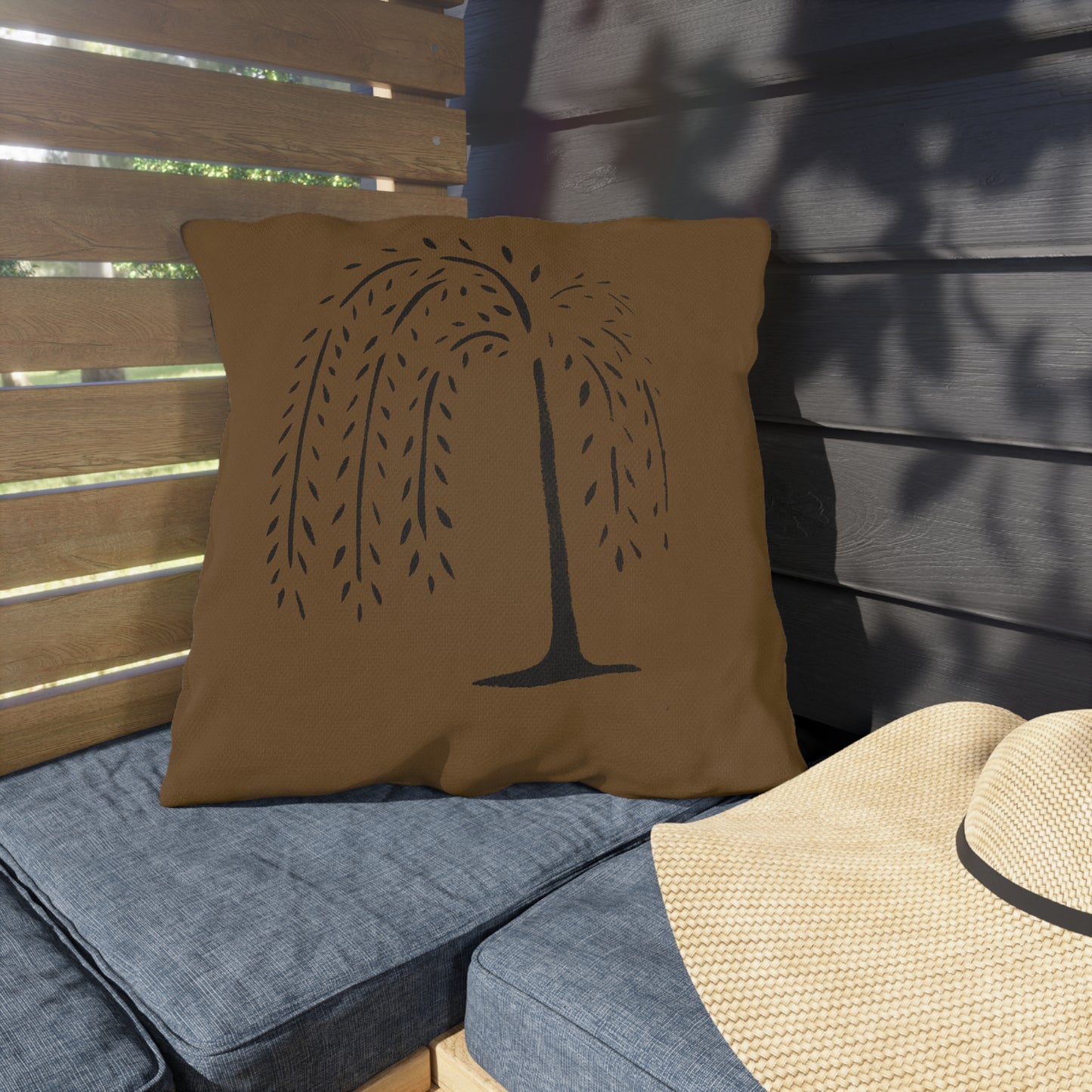 Willow Black on Dark Gold Outdoor Pillows