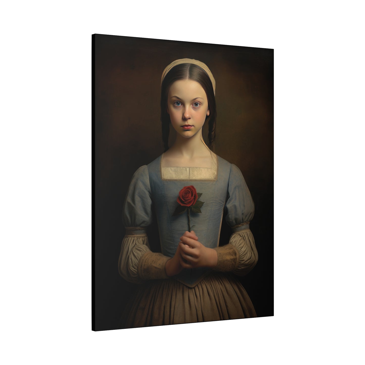 Vintage Girl with Rose Matte Canvas Wall Art