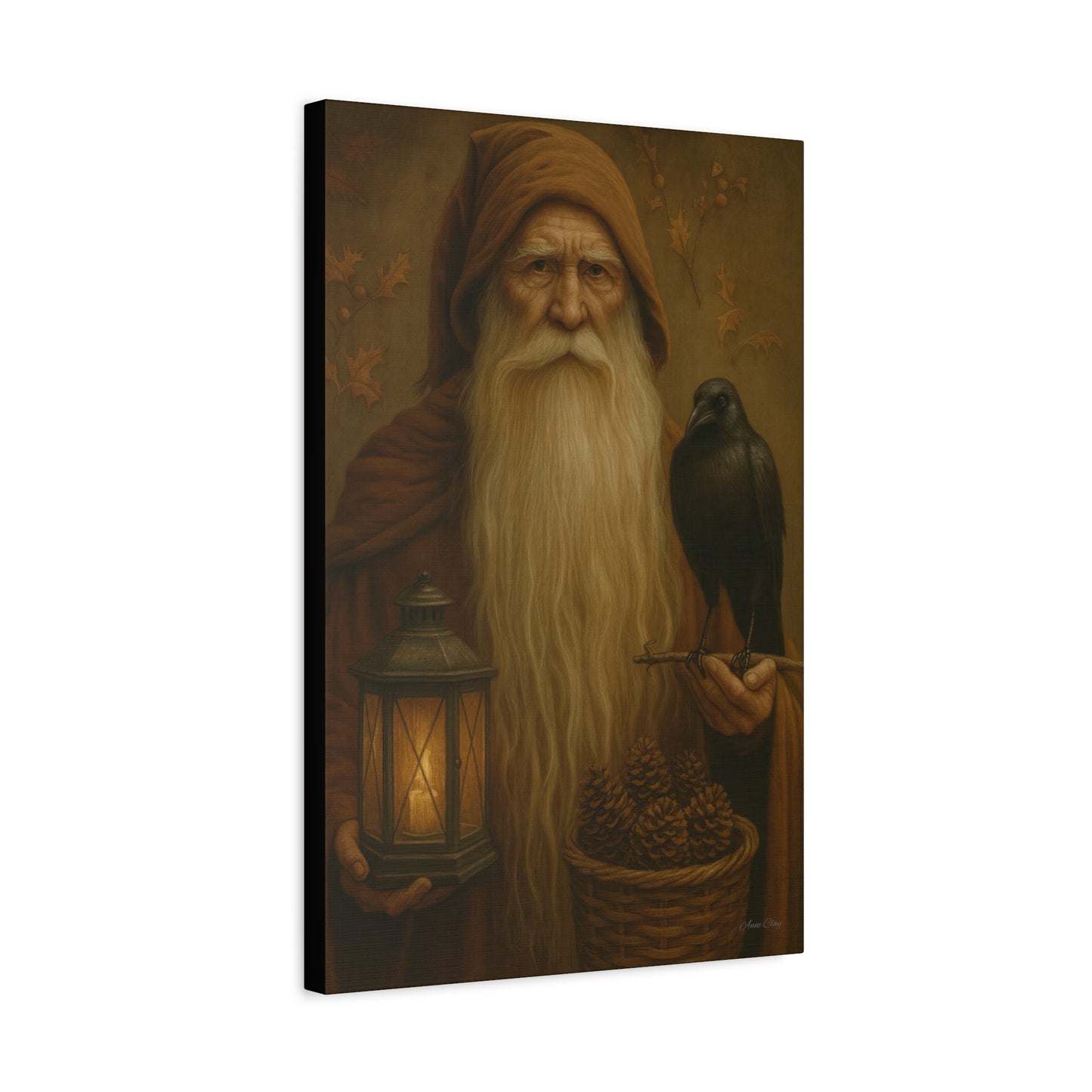 Old World Santa Canvas Art Print, Wall Decor for Home, Fantasy Artwork, Gift for Nature Lovers, Autumn Vibes, Cozy Living Space