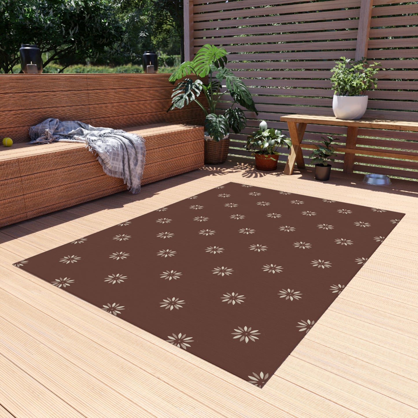 Eco-Friendly Outdoor Rug - Floral Pattern for Patios and Gardens
