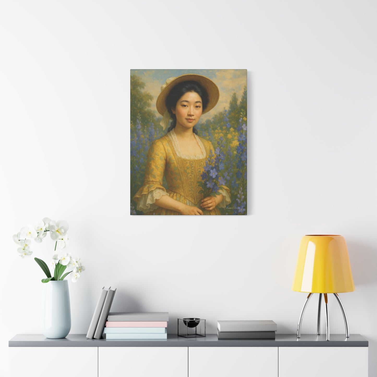 Floral Portrait Canvas, Vintage Art Print, Elegant Home Decor, Gift for Art Lovers, Wall Art for Living Room