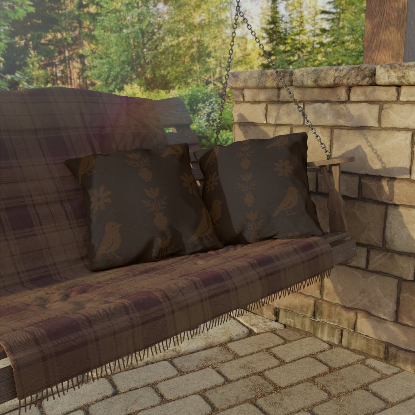 Chic Outdoor Pillows for Cozy Patios, Garden Decor, Seasonal Celebrations, Bird & Floral Design, Boho Throw Cushions