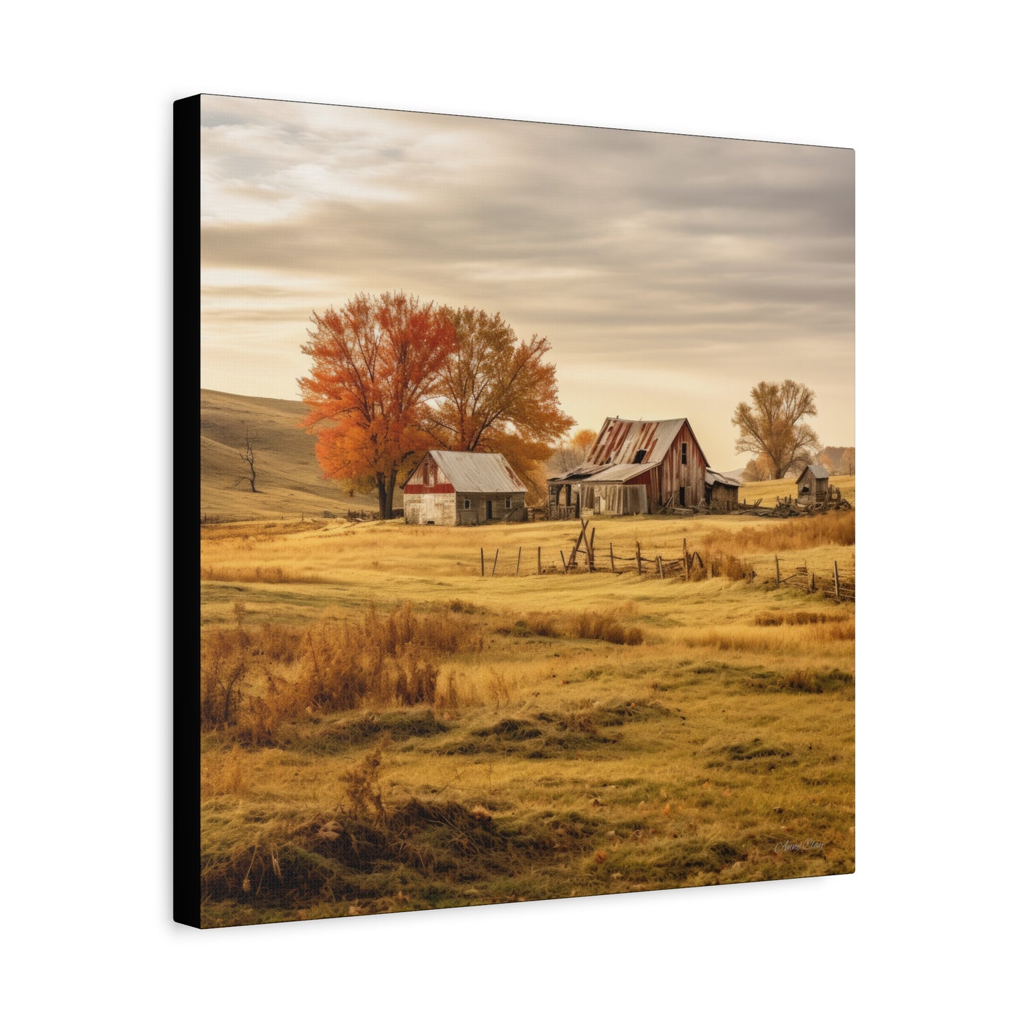 Rustic Farmhouse Canvas Wall Art, Autumn Landscape Decor, Cozy Home Decoration, Farmhouse Style Gift, Rustic Wall Art for All Occasions