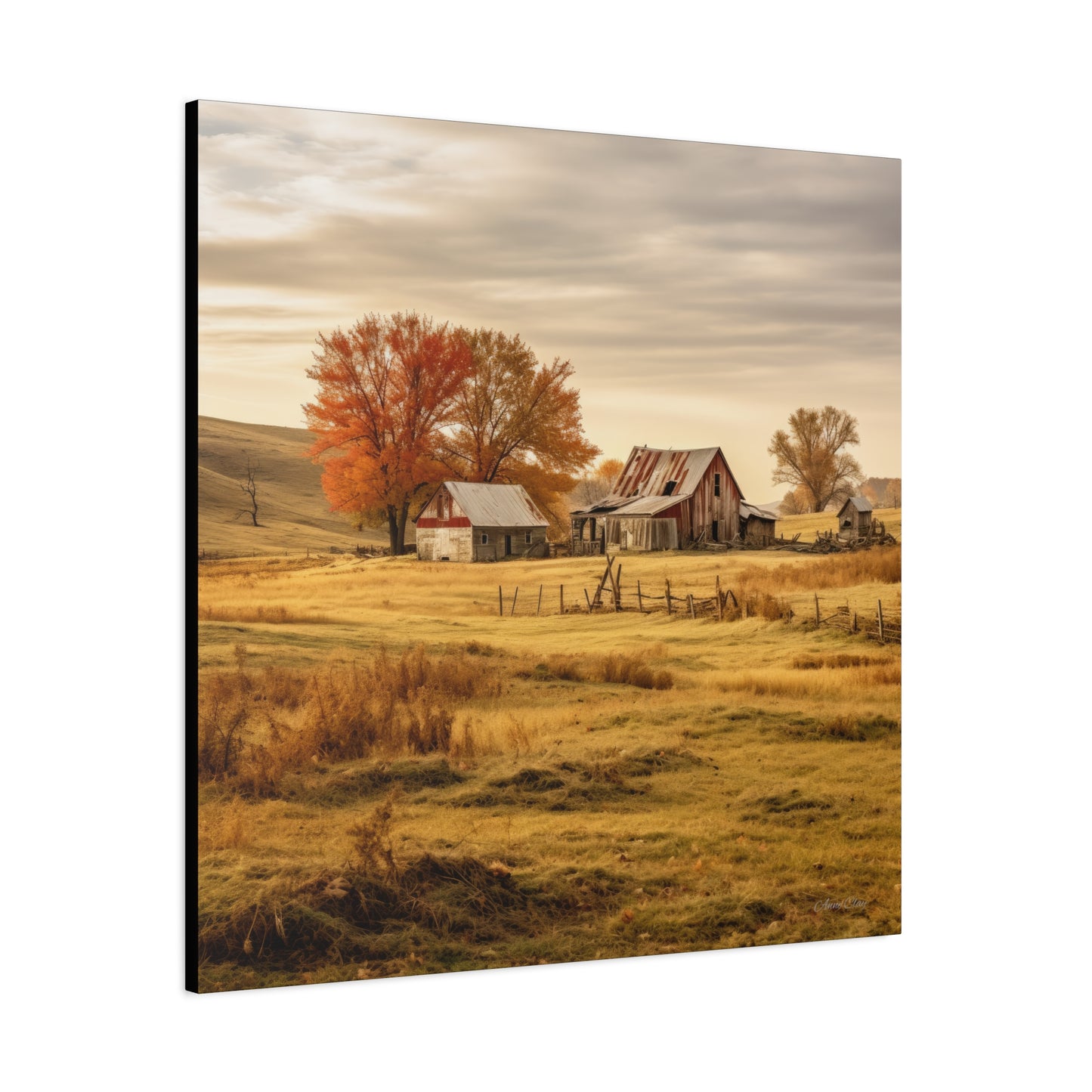 Rustic Farmhouse Canvas Wall Art, Autumn Landscape Decor, Cozy Home Decoration, Farmhouse Style Gift, Rustic Wall Art for All Occasions