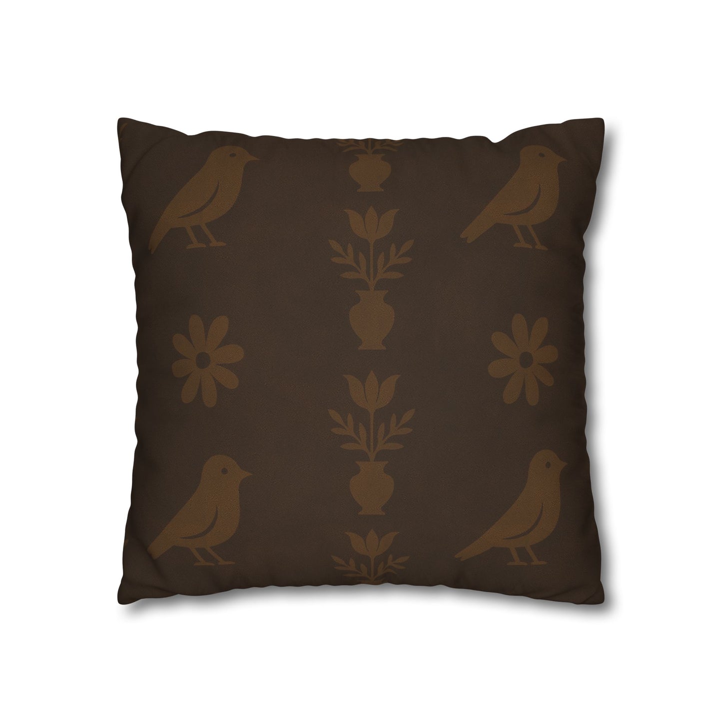 Cozy Bird-Patterned Poly Canvas Pillowcase, Decorative Throw Pillow Cover, Home Decor, Gift for Bird Lovers, Couch Cushion