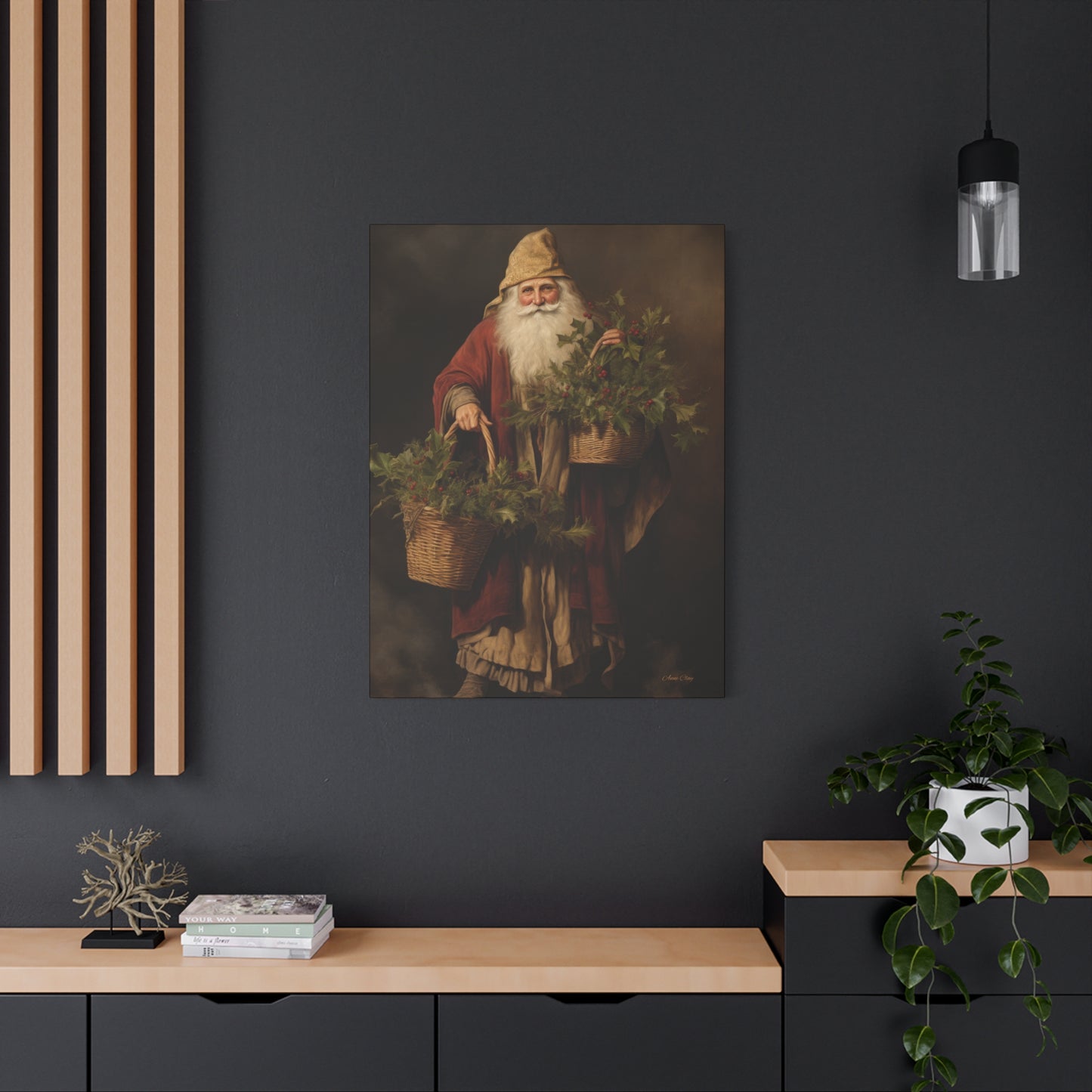 Jolly Santa Ivy Matte Canvas, Stretched, 1.25"