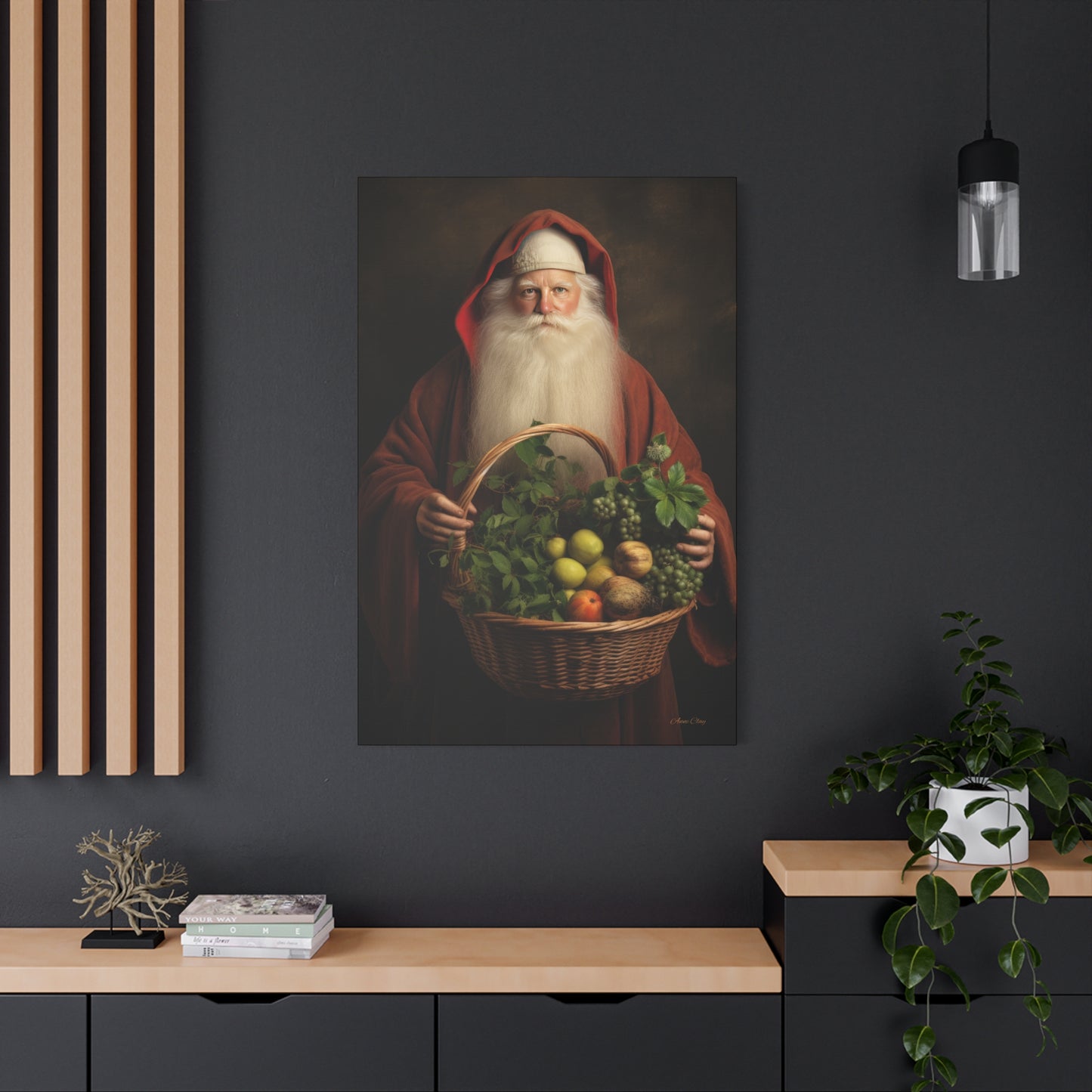 Fruit Basket Santa Matte Canvas, Stretched, 1.25"