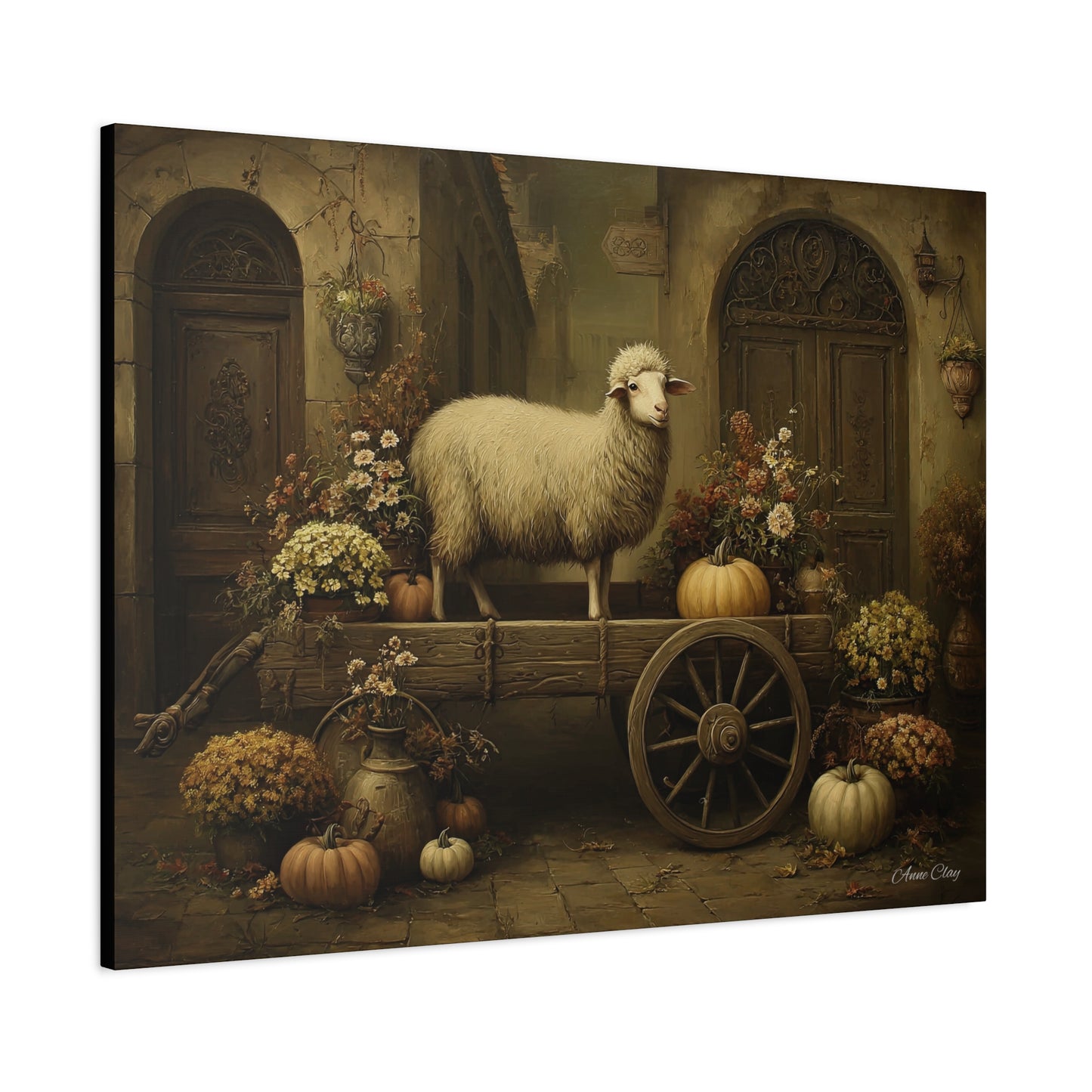 Rustic Farmhouse Canvas Print, Sheep Wall Art for Home Decor, Farmhouse Style Decor, Autumn Wall Art, Gift for Animal Lovers