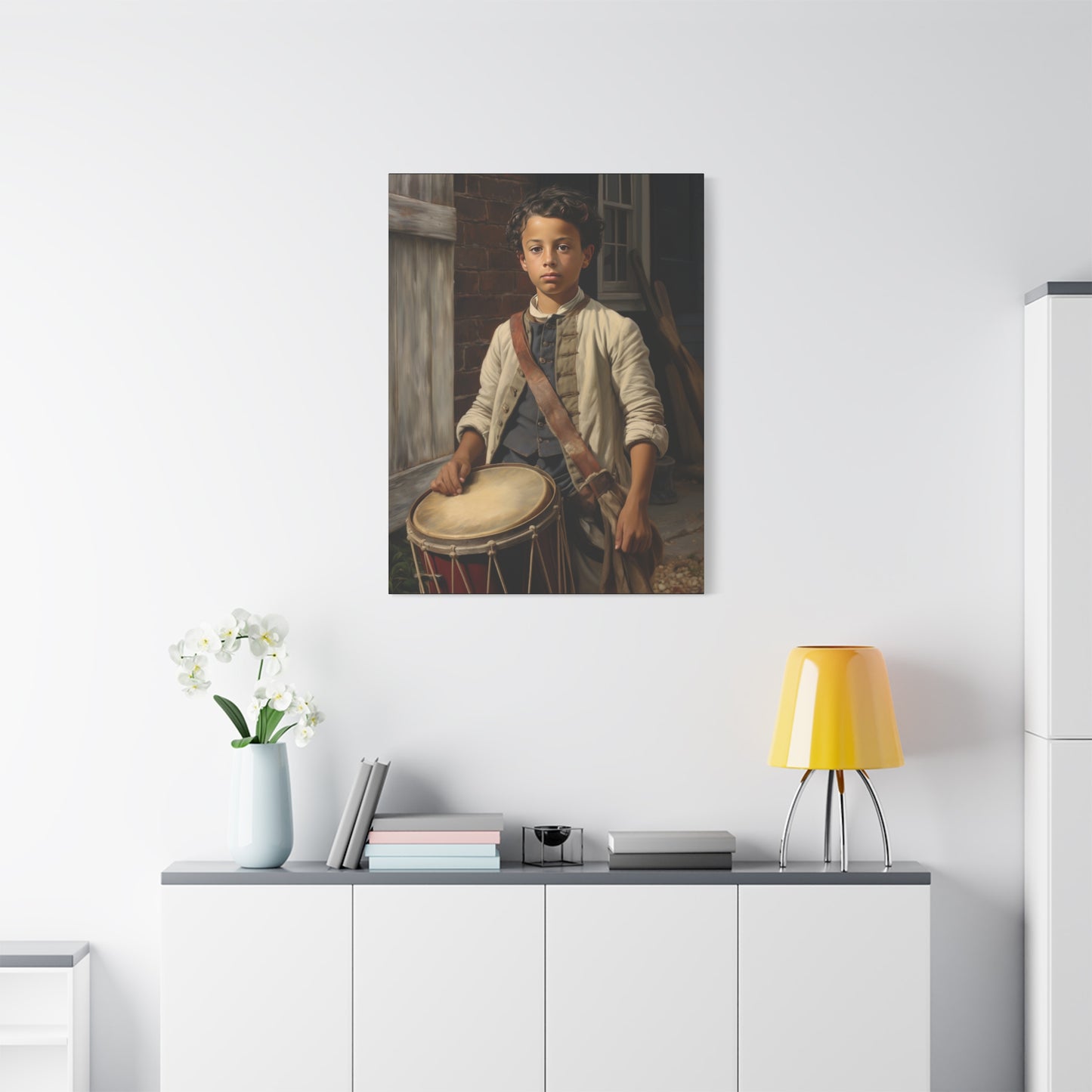 Historic Drummer Boy Matte Canvas Wall Art - 1.25" Stretched Print for Home Decor