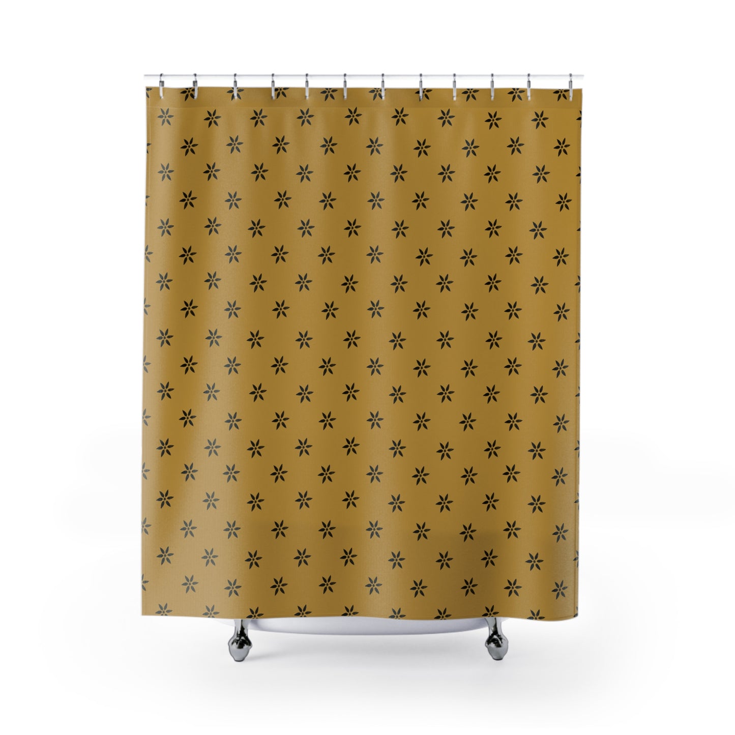 Black on gold stencil. Shower Curtains