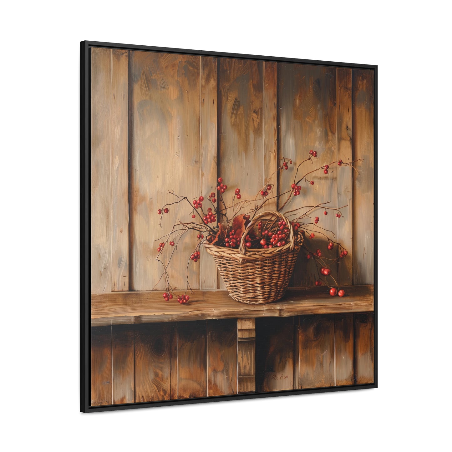 Basket of Bittersweet Gallery Canvas Wraps, Square Frame