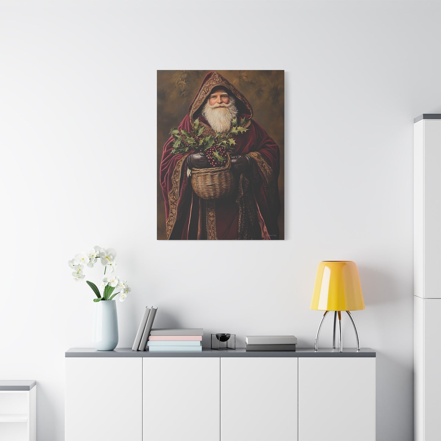 Burgundy Berry Santa Matte Canvas, Stretched, 1.25"