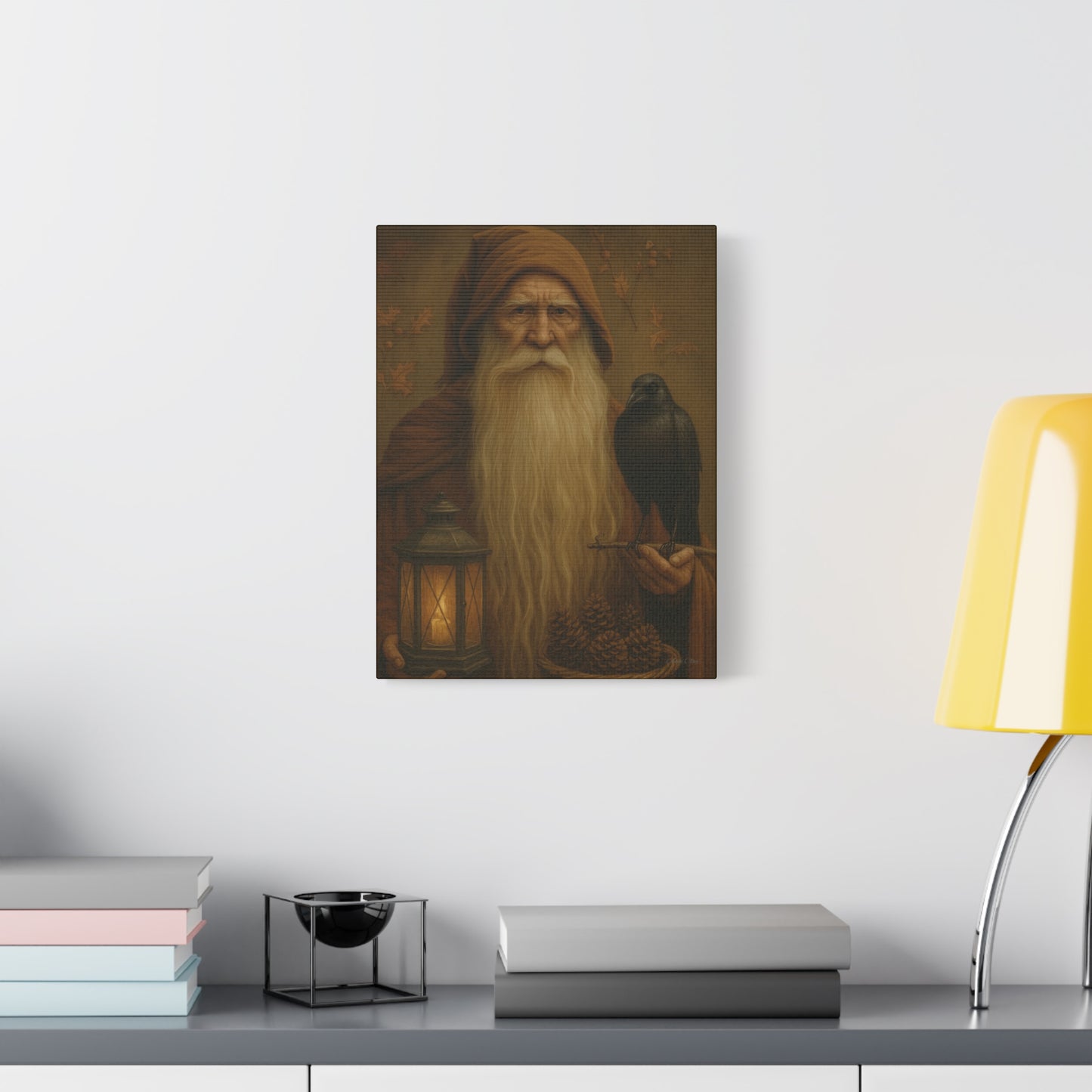 Old World Santa Canvas Art Print, Wall Decor for Home, Fantasy Artwork, Gift for Nature Lovers, Autumn Vibes, Cozy Living Space