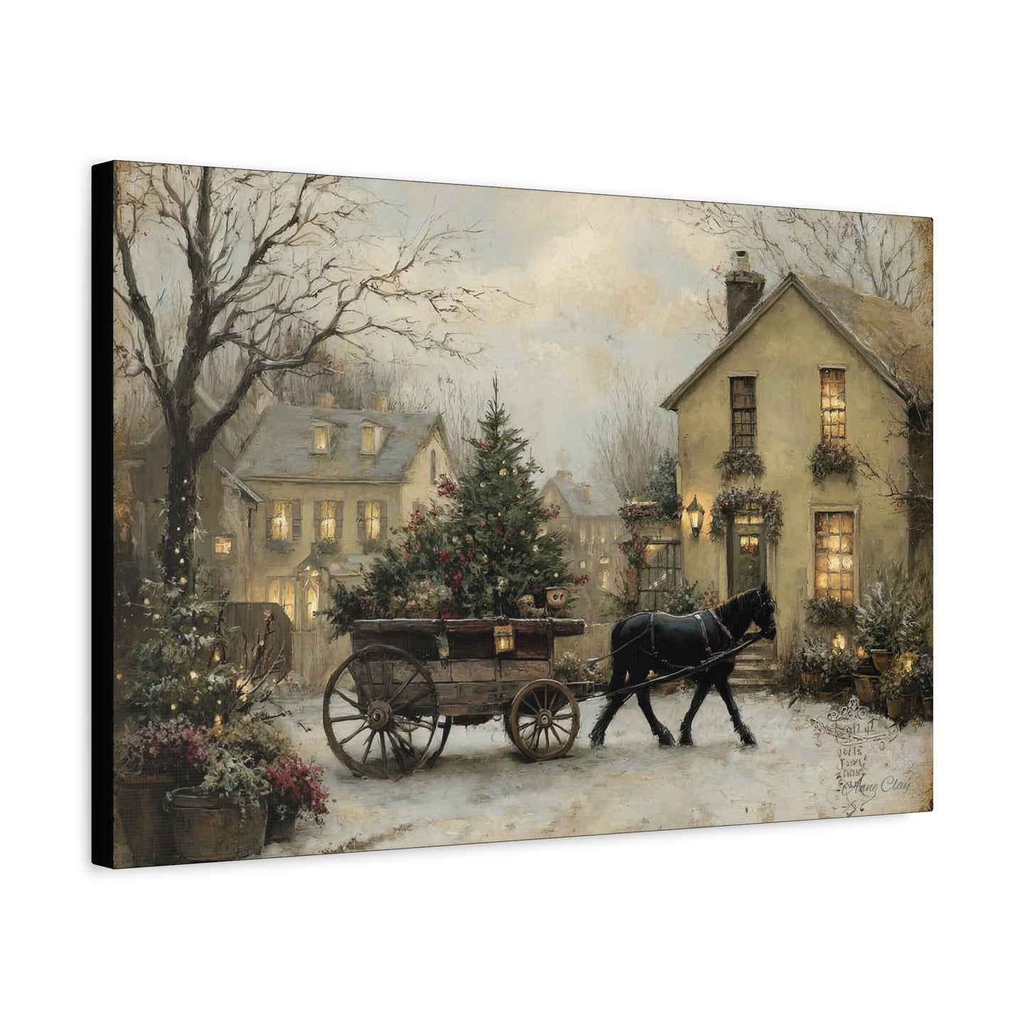 Rustic Winter Canvas Art, Holiday Home Decor, Christmas Wall Art, Cozy Living Room Decoration, Seasonal Wall Hanging