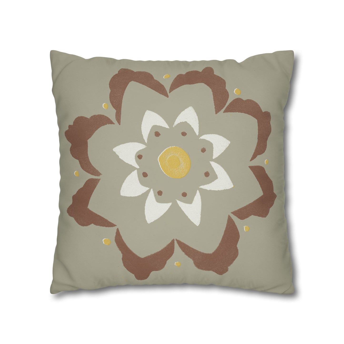 Fantasy Collection Stencil Flower Square Poly Canvas Pillowcase