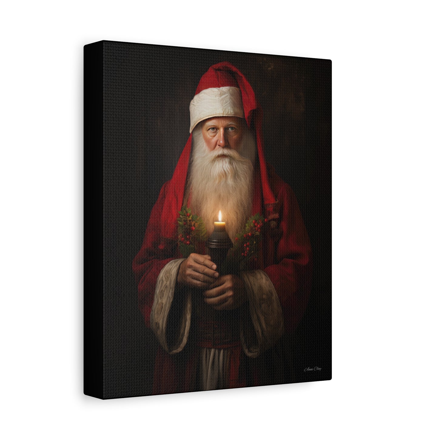 Candlelight Santa Matte Canvas, Stretched, 1.25"