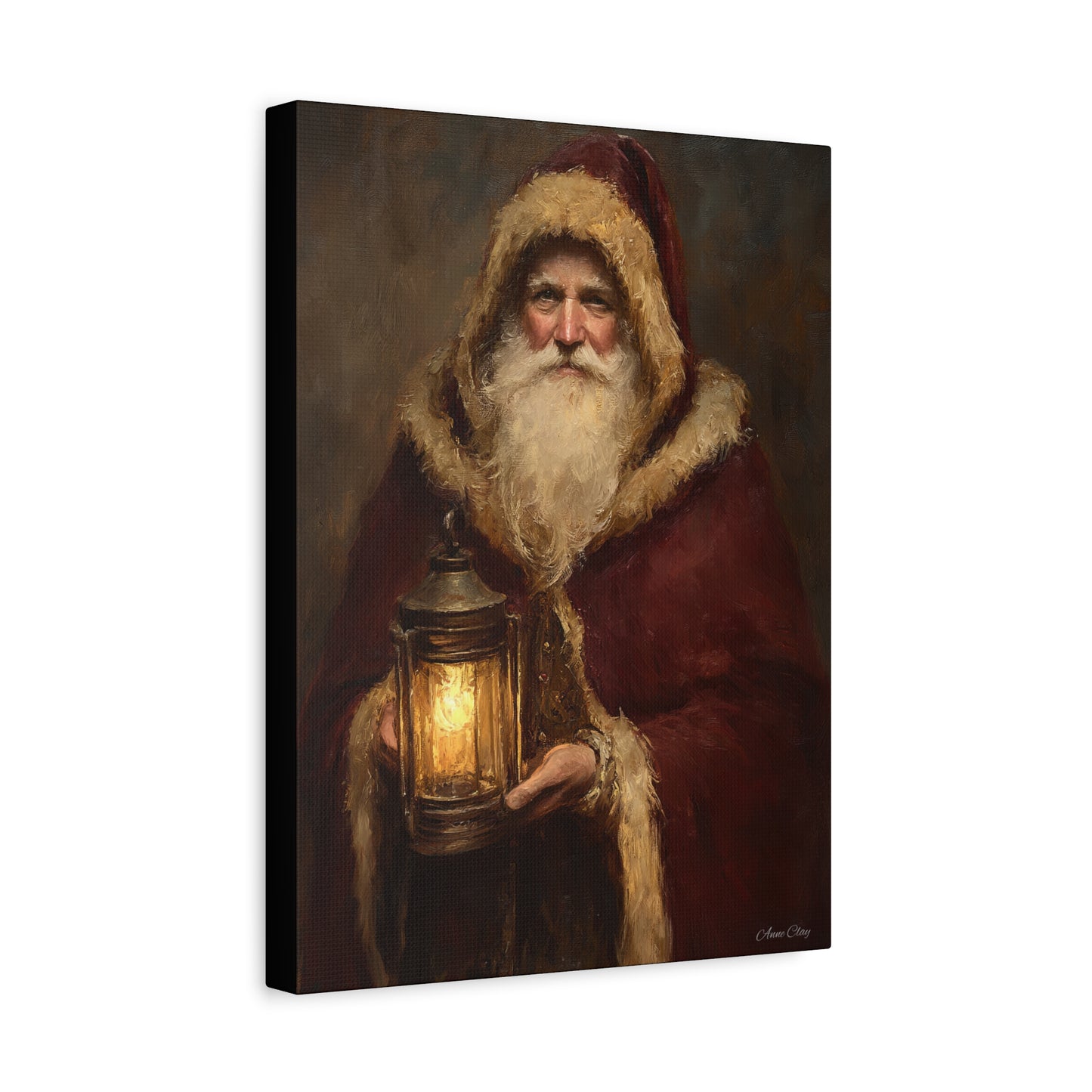 WS Firelight Santa Matte Canvas, Stretched, 1.25"