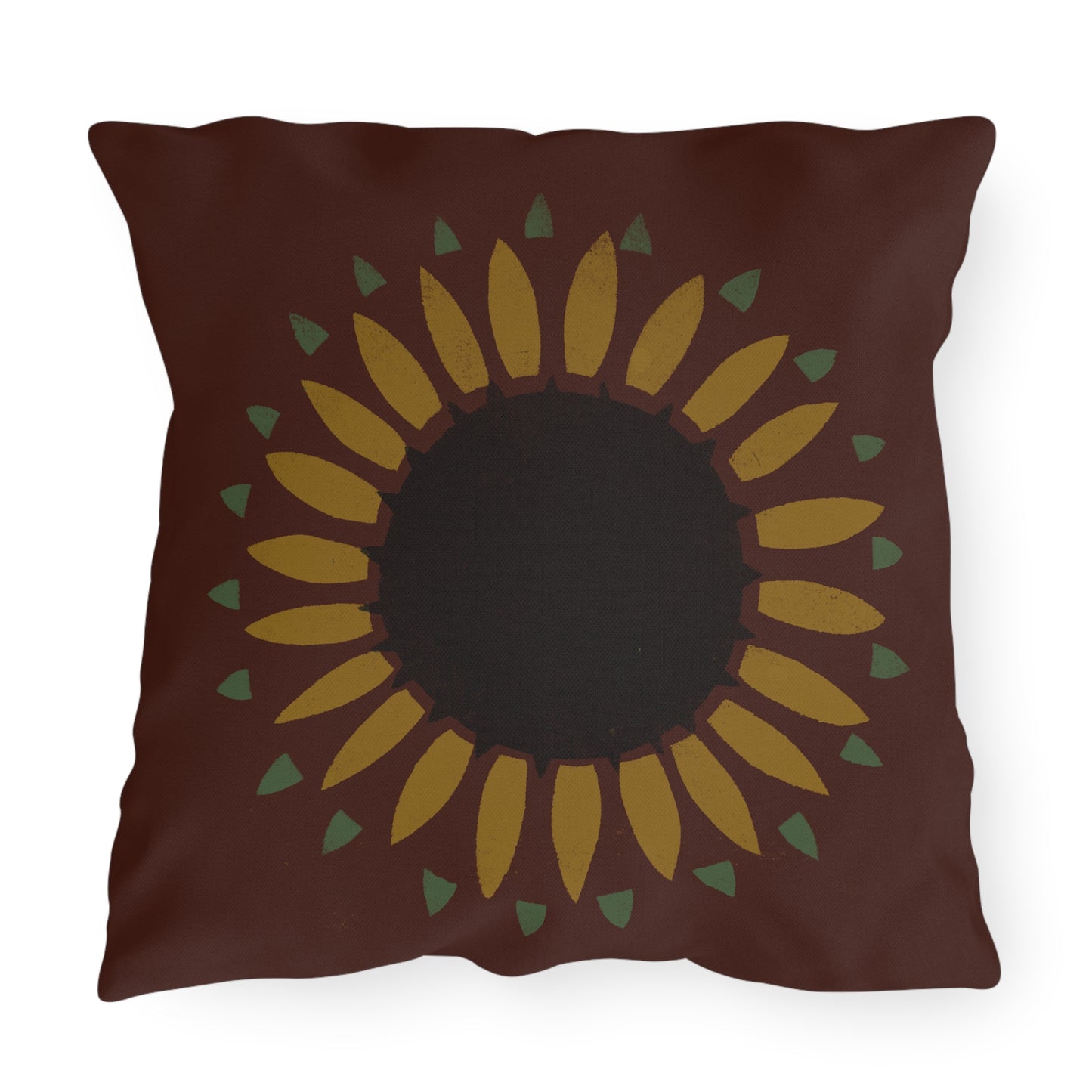 Sunflower on Country Red Stencil Early American Outdoor Pillows