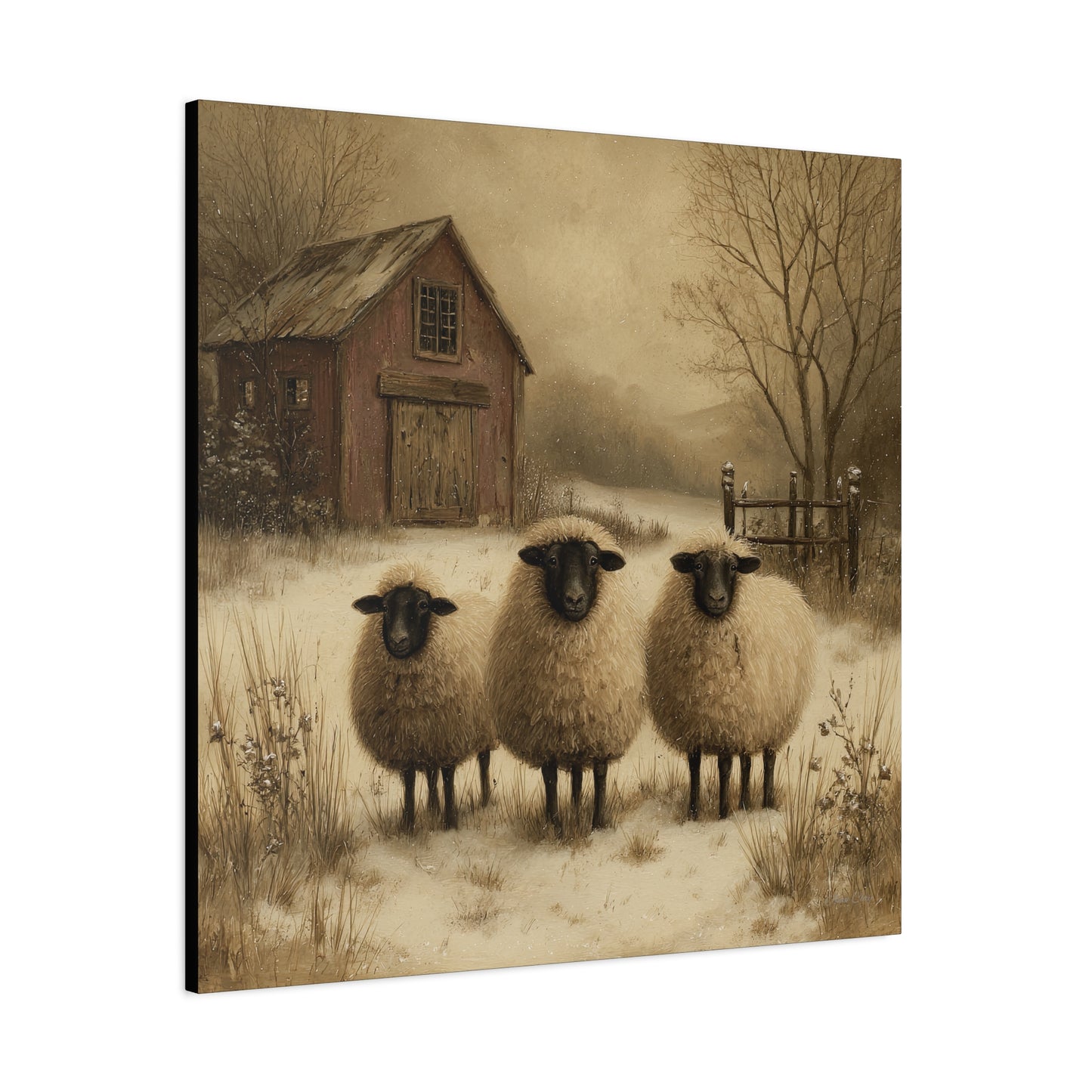Rustic Sheep Canvas Art, Farmhouse Decor, Country Wall Art, Living Room Decor, Cozy Home Accent