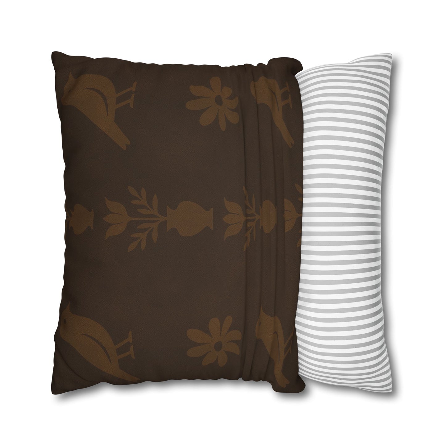 Cozy Bird-Patterned Poly Canvas Pillowcase, Decorative Throw Pillow Cover, Home Decor, Gift for Bird Lovers, Couch Cushion