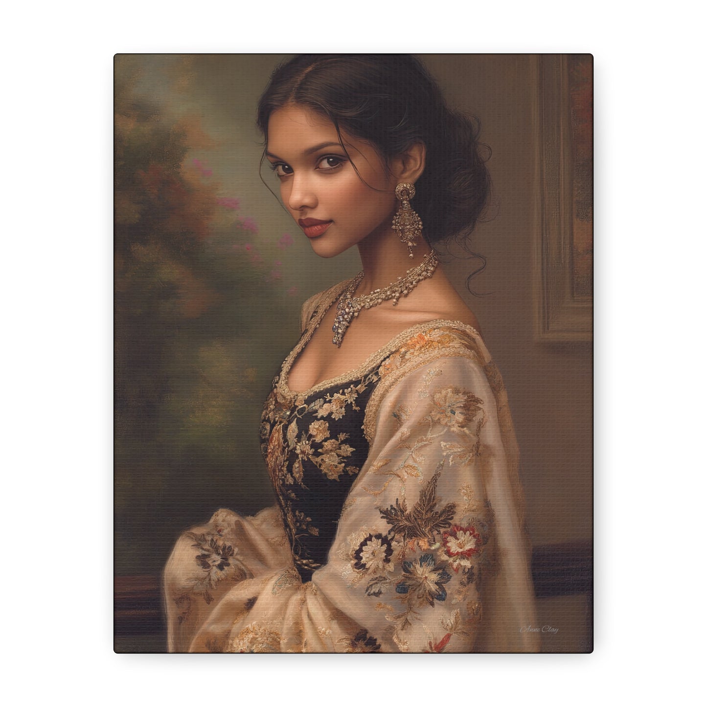 Elegant Stretched Canvas Wall Art - Timeless Portrait, Home Decor, Gift for Art Lovers, Stylish Living Room Decor, Christmas Gift