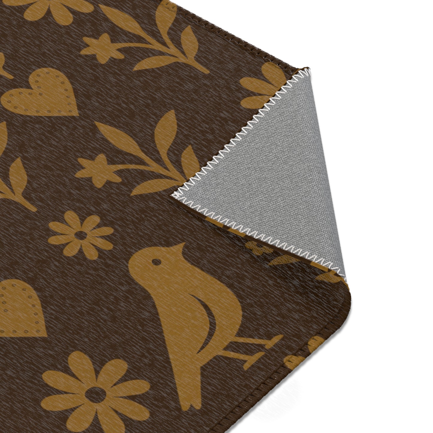 Charming Bird & Floral Area Rug - Cozy Home Decor, Rustic Style, Nature-Inspired, Perfect for Living Room, Bedroom, or Outdoor Spaces