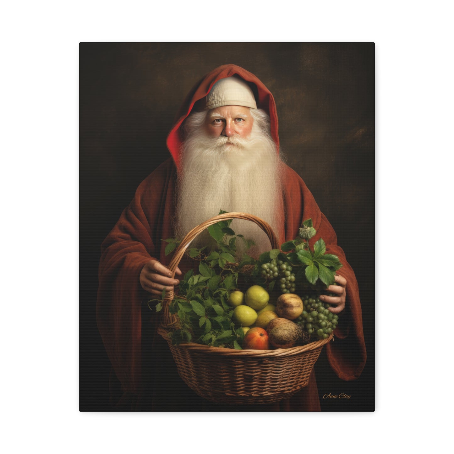 Fruit Basket Santa Matte Canvas, Stretched, 1.25"