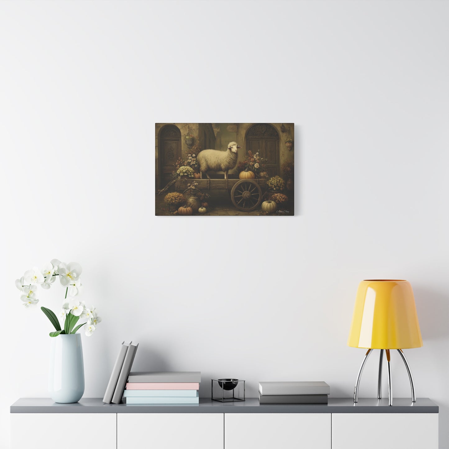 Rustic Farmhouse Canvas Print, Sheep Wall Art for Home Decor, Farmhouse Style Decor, Autumn Wall Art, Gift for Animal Lovers