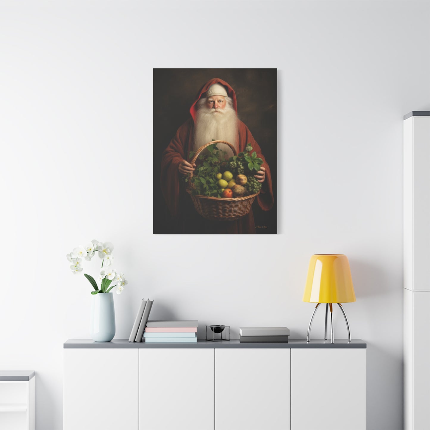 Fruit Basket Santa Matte Canvas, Stretched, 1.25"