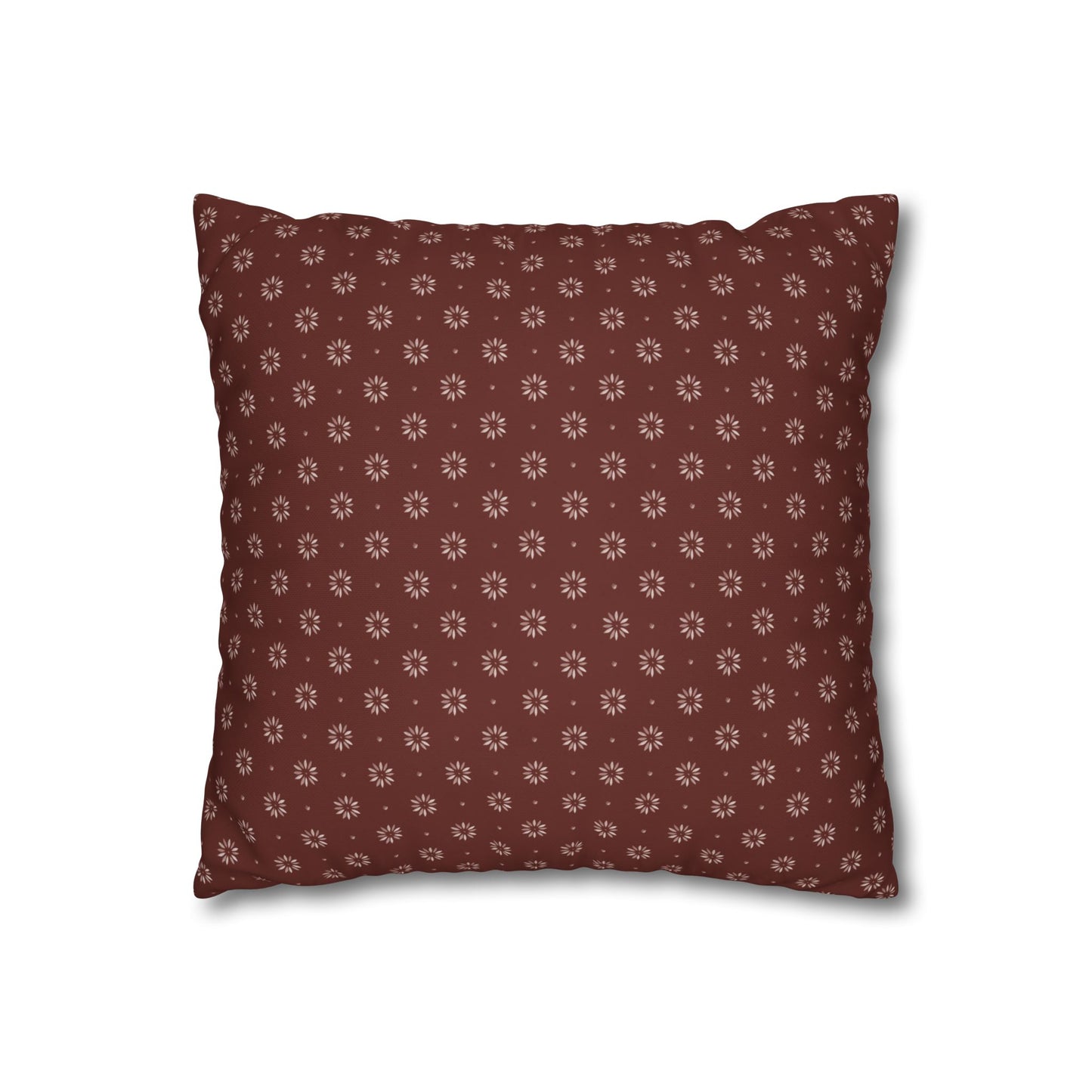 Petal Stencils on Red Square Poly Canvas Pillowcase