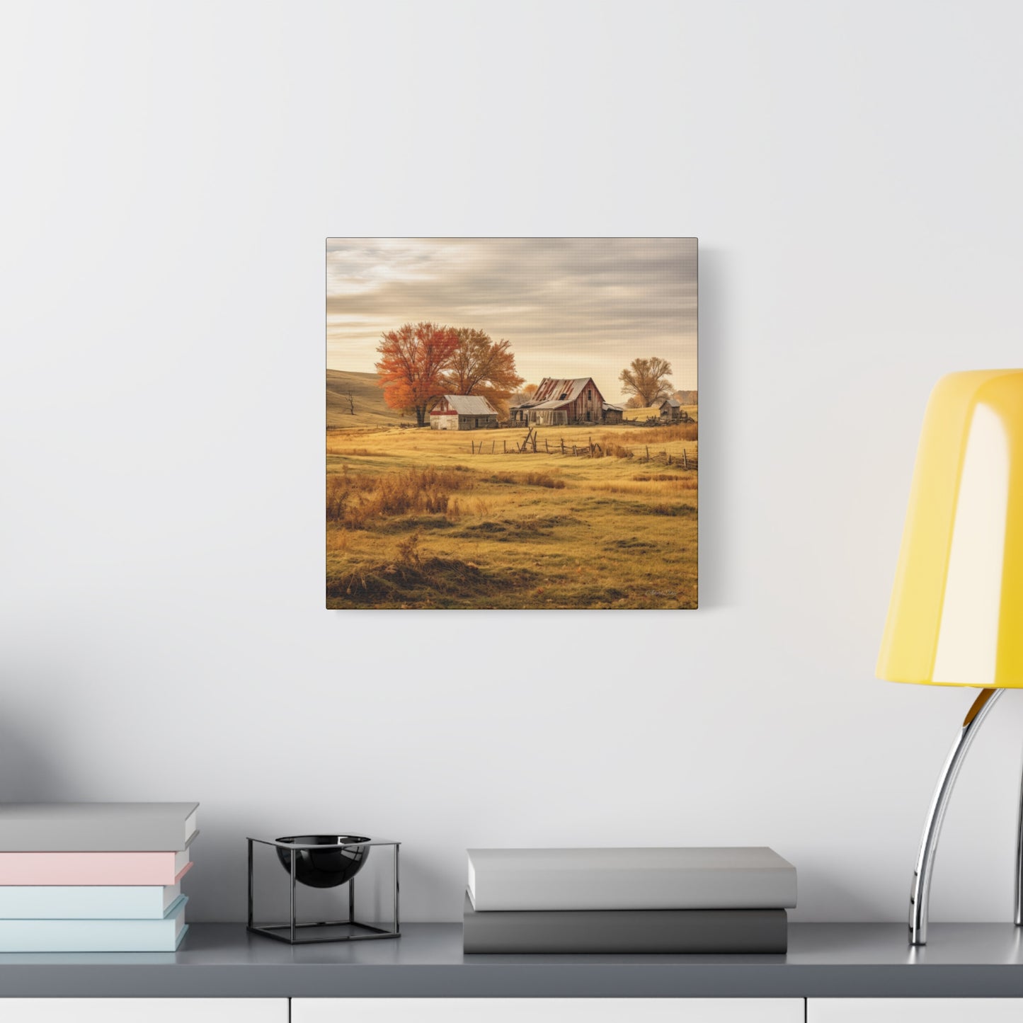 Rustic Farmhouse Canvas Wall Art, Autumn Landscape Decor, Cozy Home Decoration, Farmhouse Style Gift, Rustic Wall Art for All Occasions