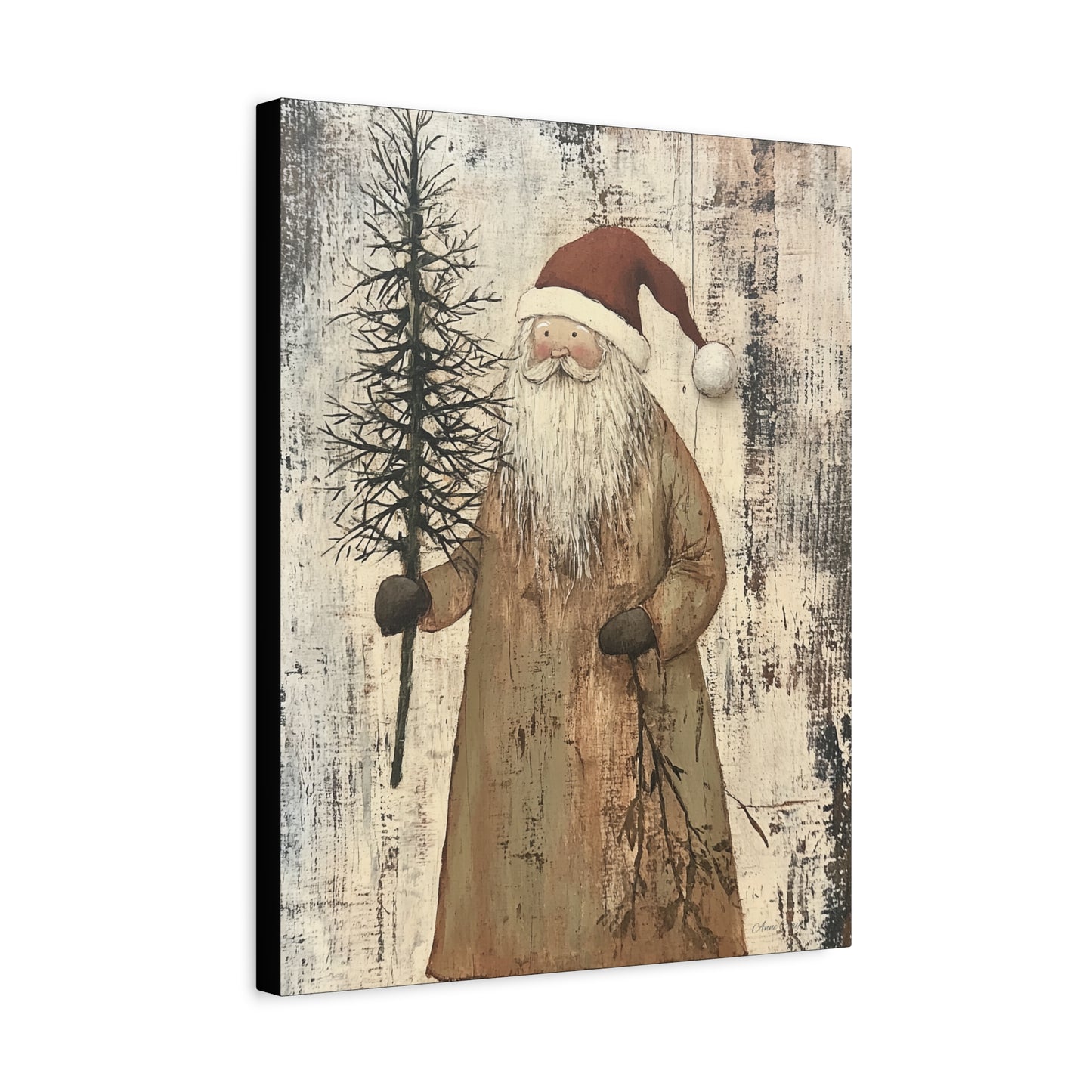 Happy Twiggy Santa Matte Canvas, Stretched, 1.25"