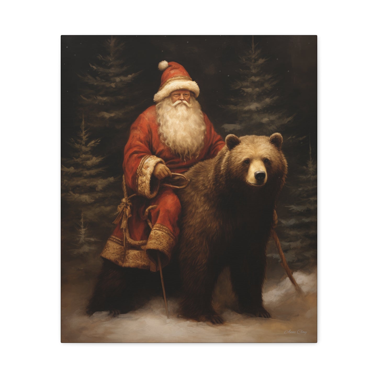 Northwoods Santa Matte Canvas, Stretched, 1.25"