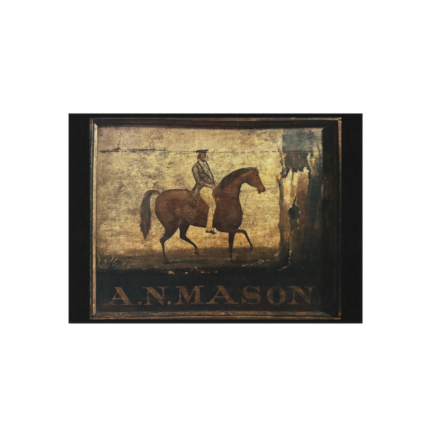 Rustic Decorative Outdoor Rug - Equestrian Theme - Vintage Horse Design