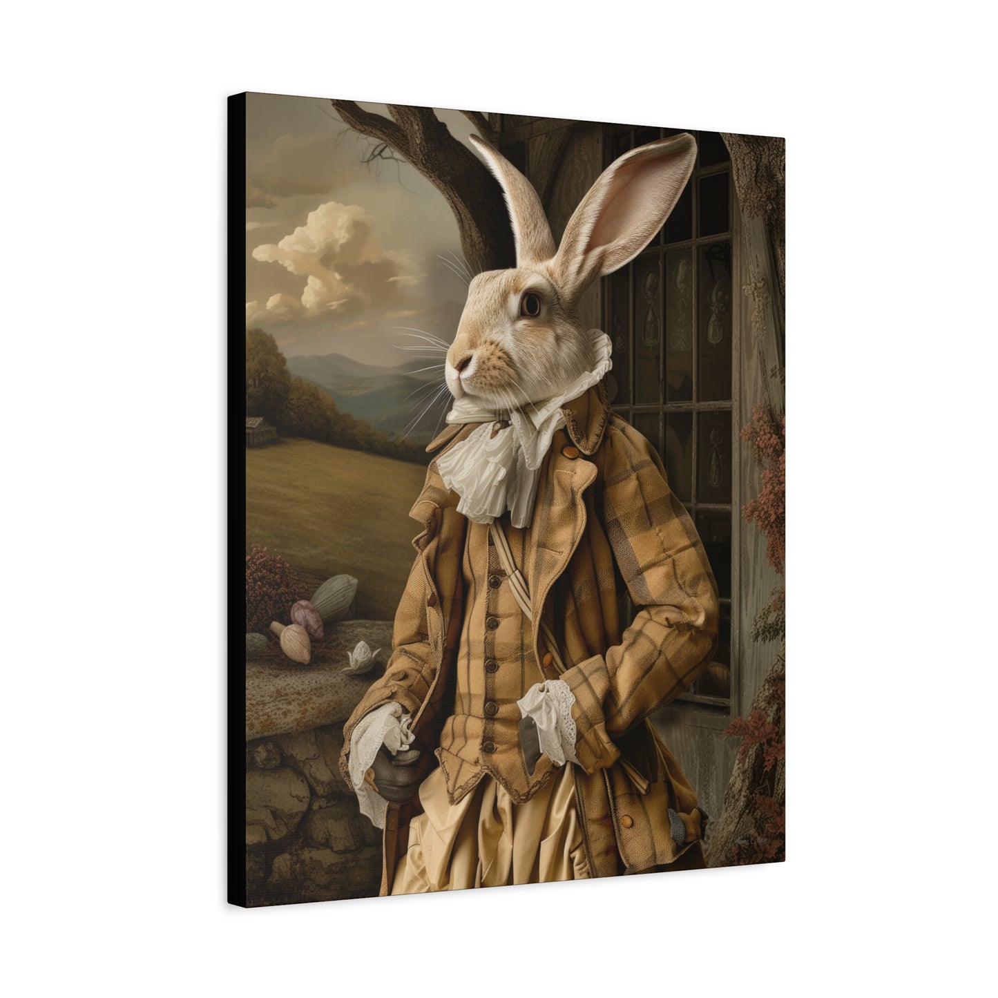 Sir William Rabbit: Whimsical Rabbit Canvas Art - Vintage Style Wall Decor