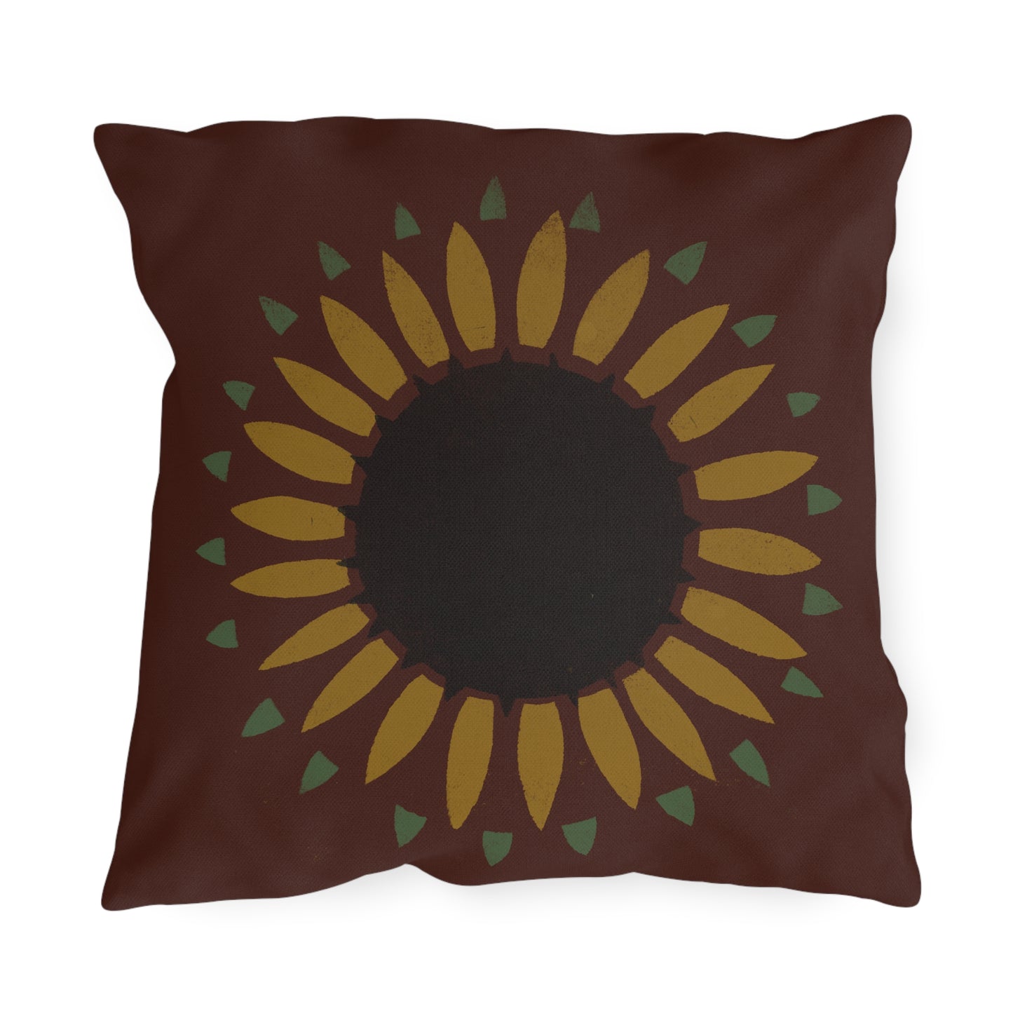 Sunflower on Country Red Stencil Early American Outdoor Pillows