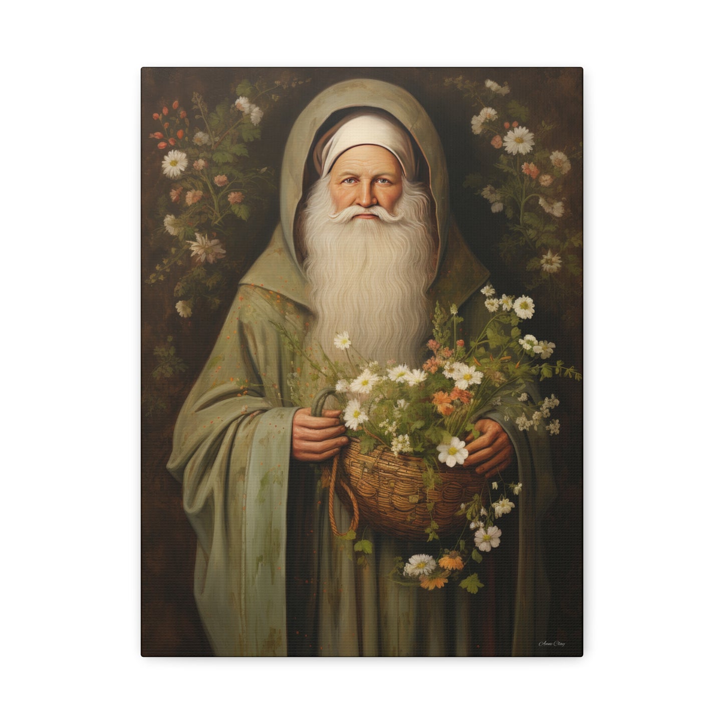 Floral Santa Matte Canvas, Stretched, 1.25"