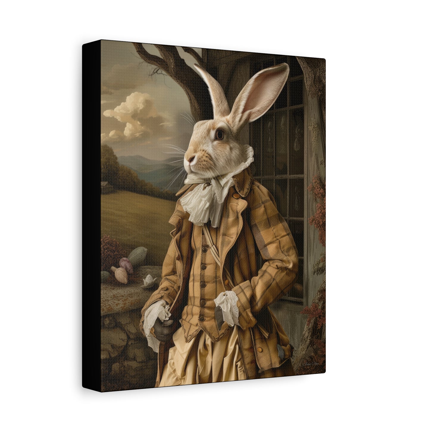 Sir William Rabbit: Whimsical Rabbit Canvas Art - Vintage Style Wall Decor