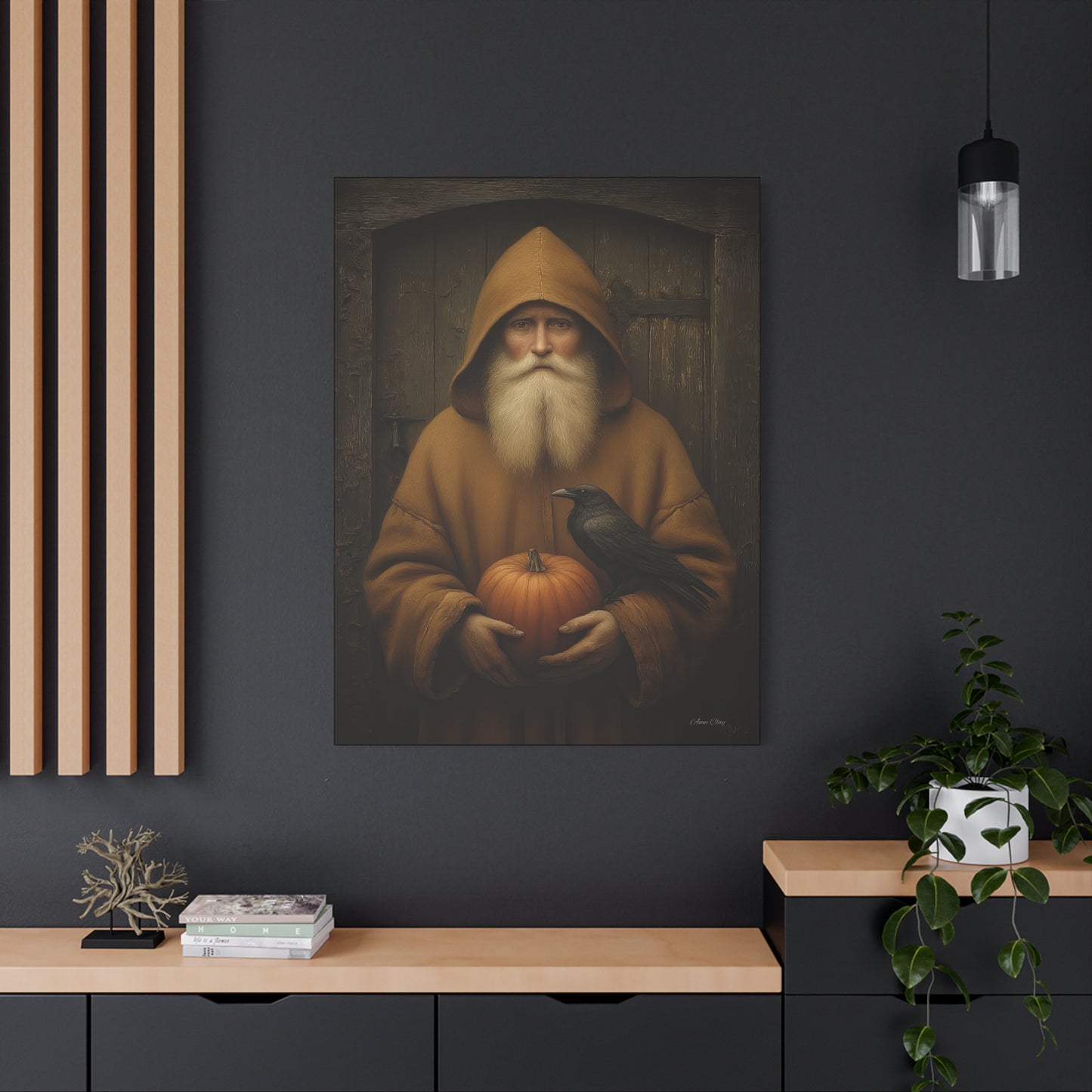 Mystical Fall Canvas Art, Pumpkin Decor, Autumn Wall Art, Halloween Home Decor, Spiritual Artwork, Living Room Decoration