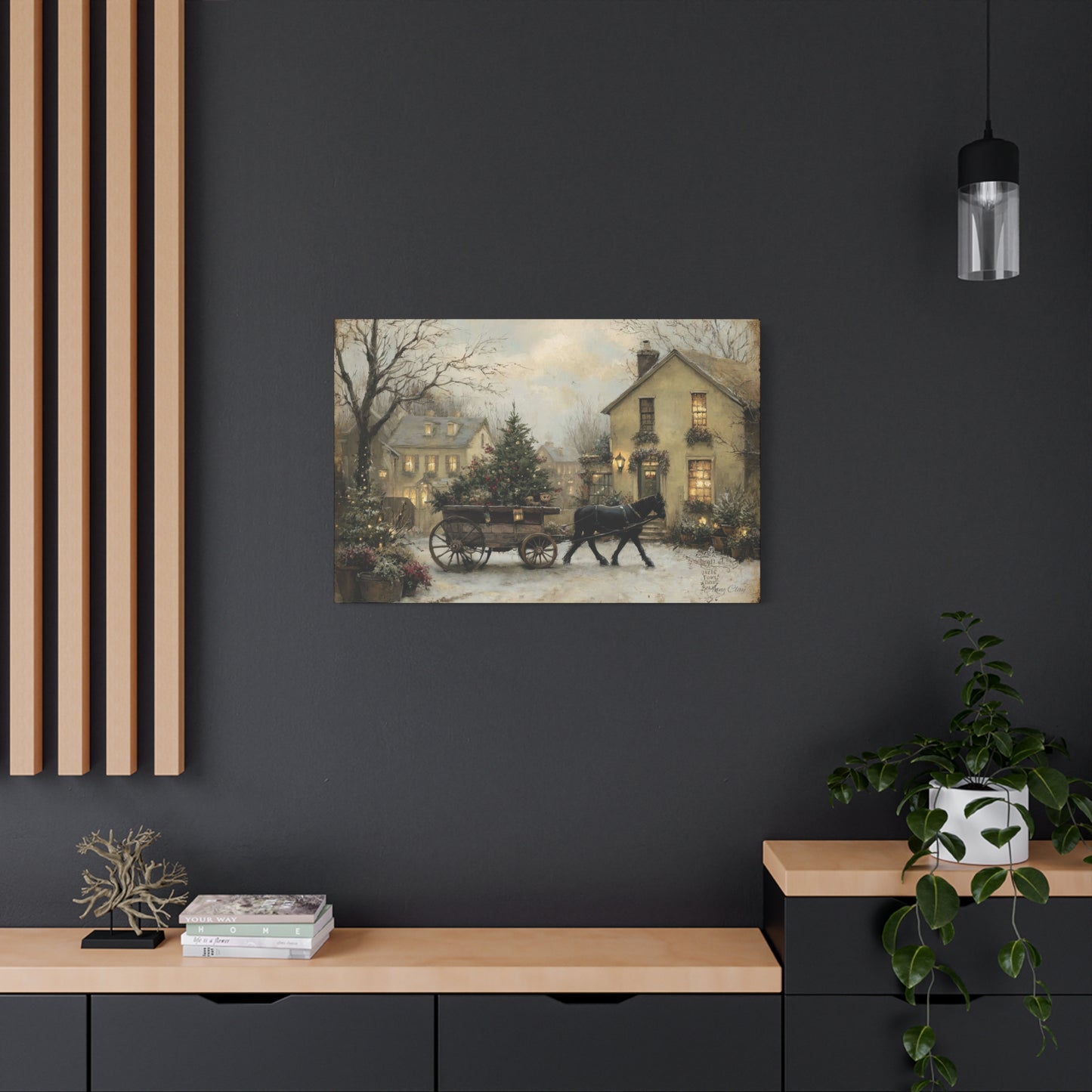 Rustic Winter Canvas Art, Holiday Home Decor, Christmas Wall Art, Cozy Living Room Decoration, Seasonal Wall Hanging