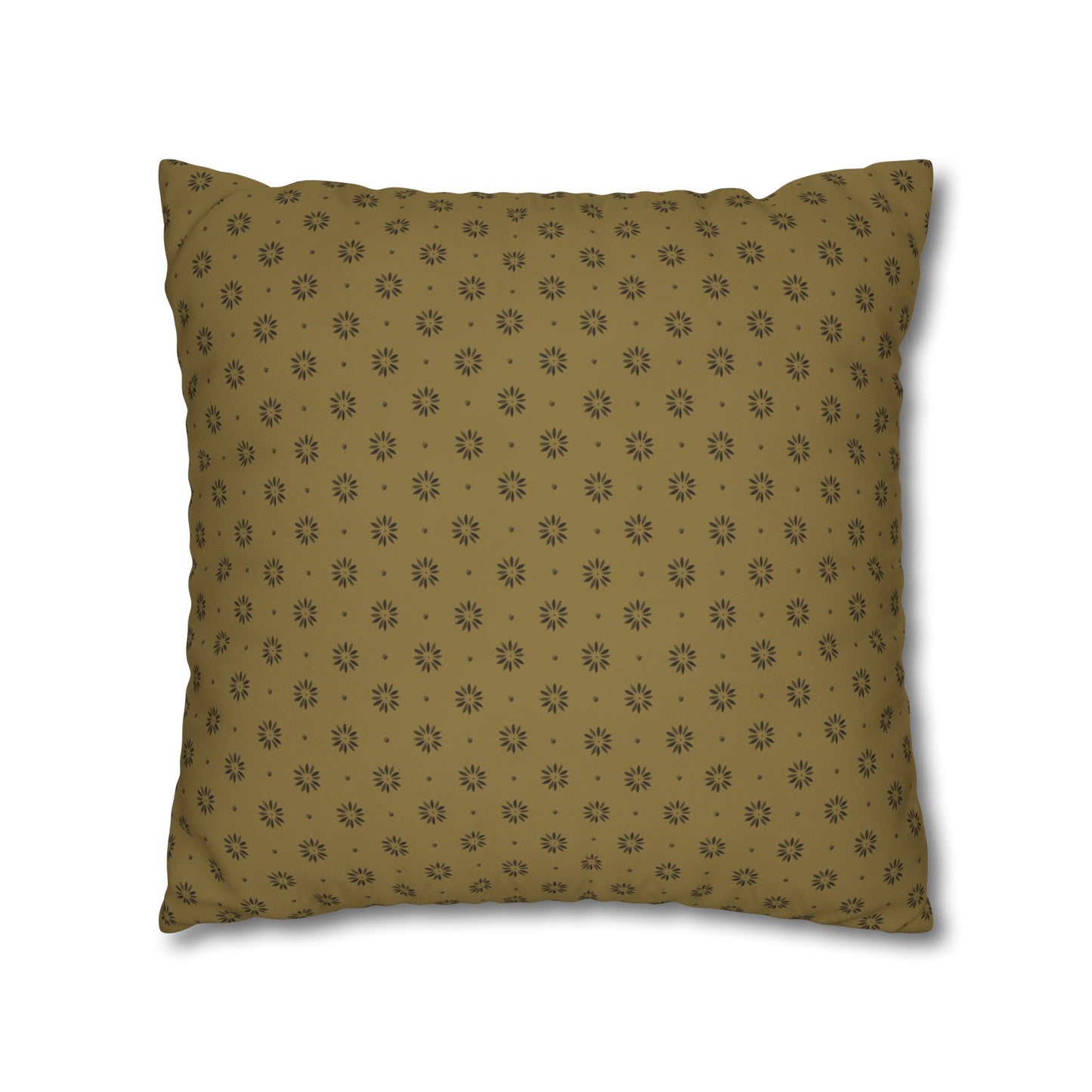 Black Petals on Gold Background Stencil Square Poly Canvas Pillowcase